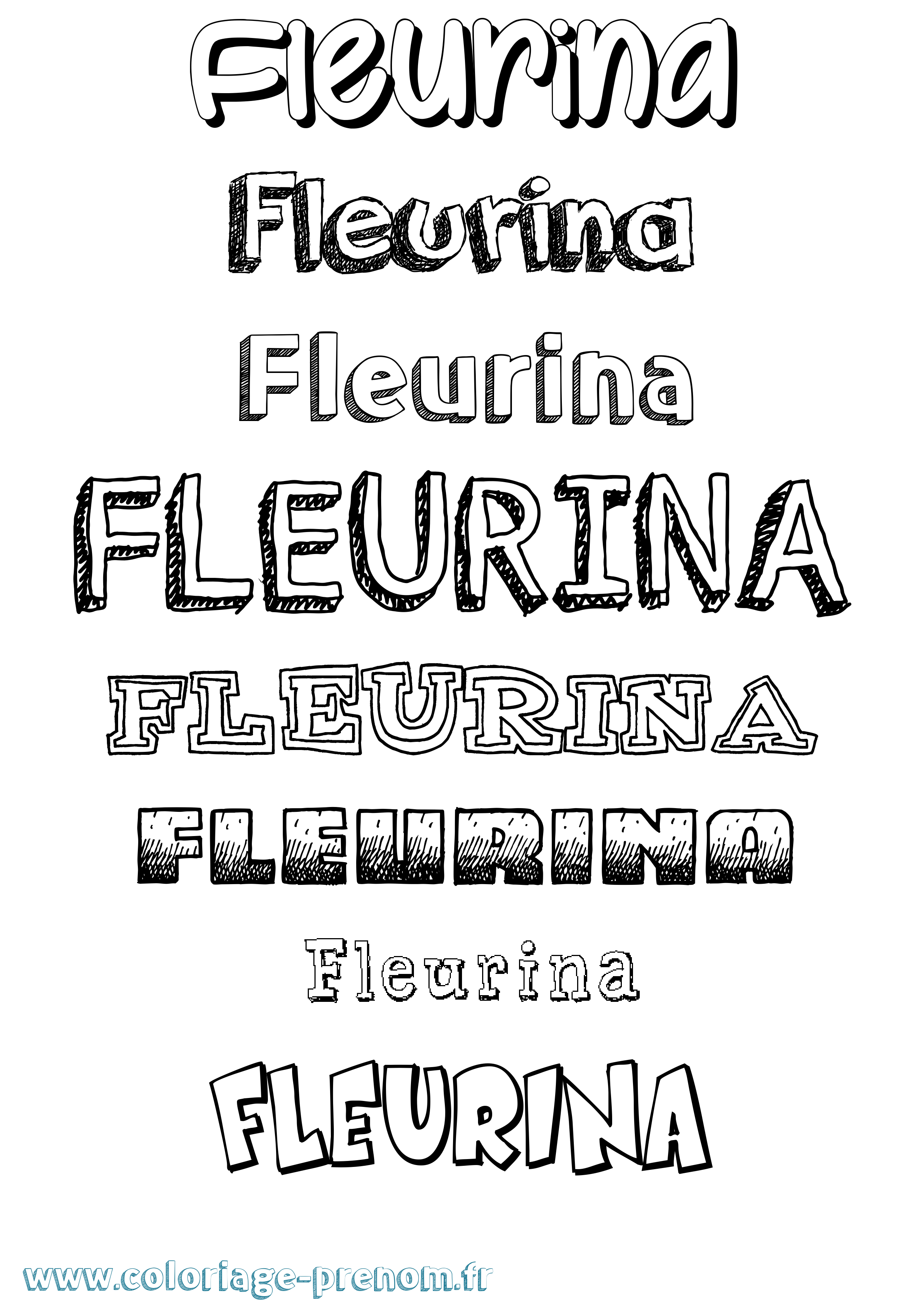 Coloriage Fleurina Dessiné Coloriage prénom Fleurina Dessiné