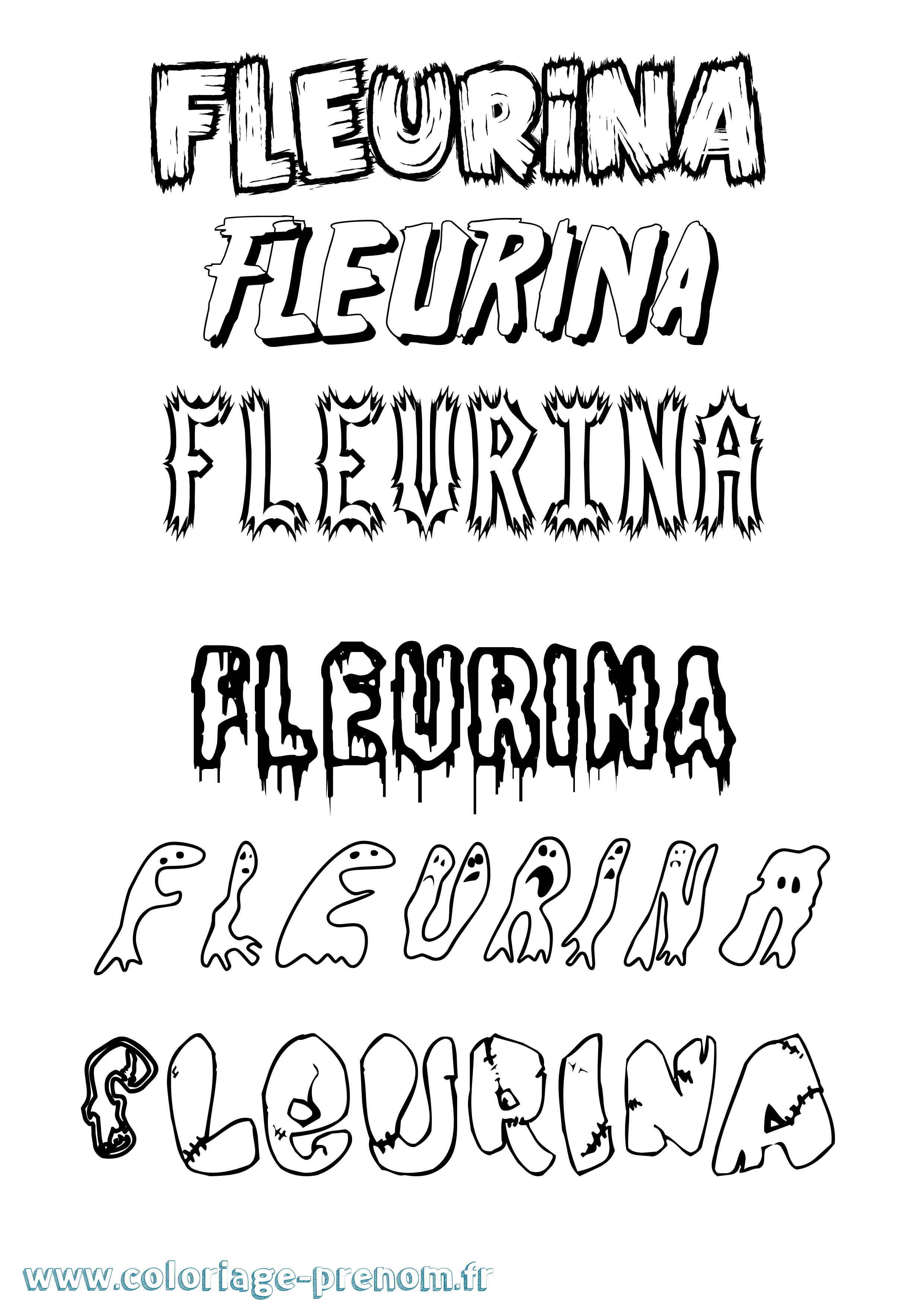 Coloriage Fleurina Frisson Coloriage prénom Fleurina Frisson