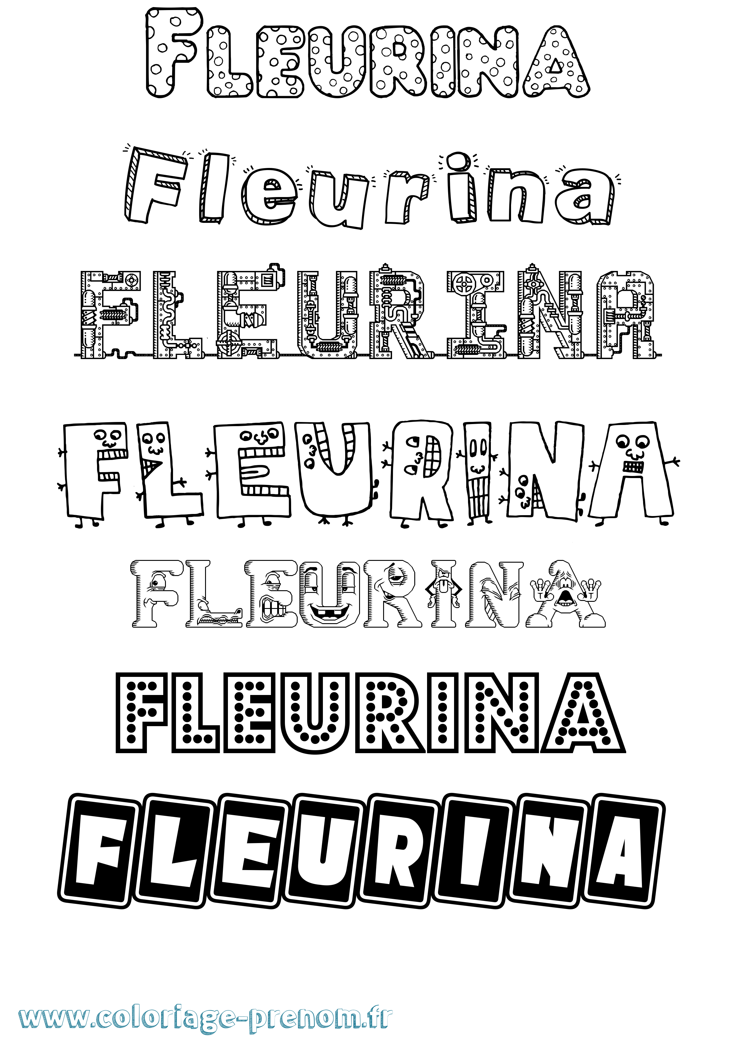 Coloriage Fleurina Fun Coloriage prénom Fleurina Fun