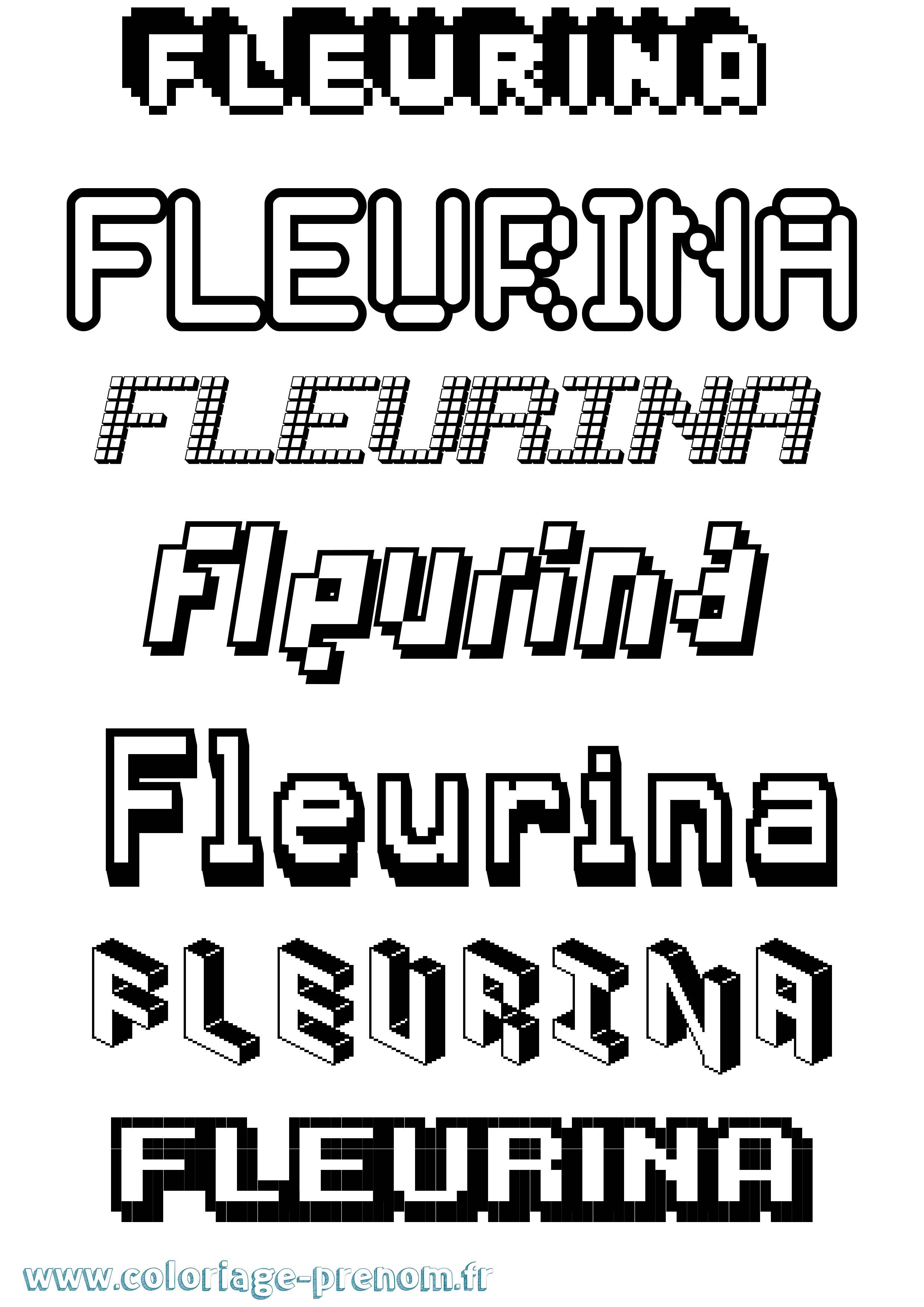 Coloriage Fleurina Pixel Coloriage prénom Fleurina Pixel