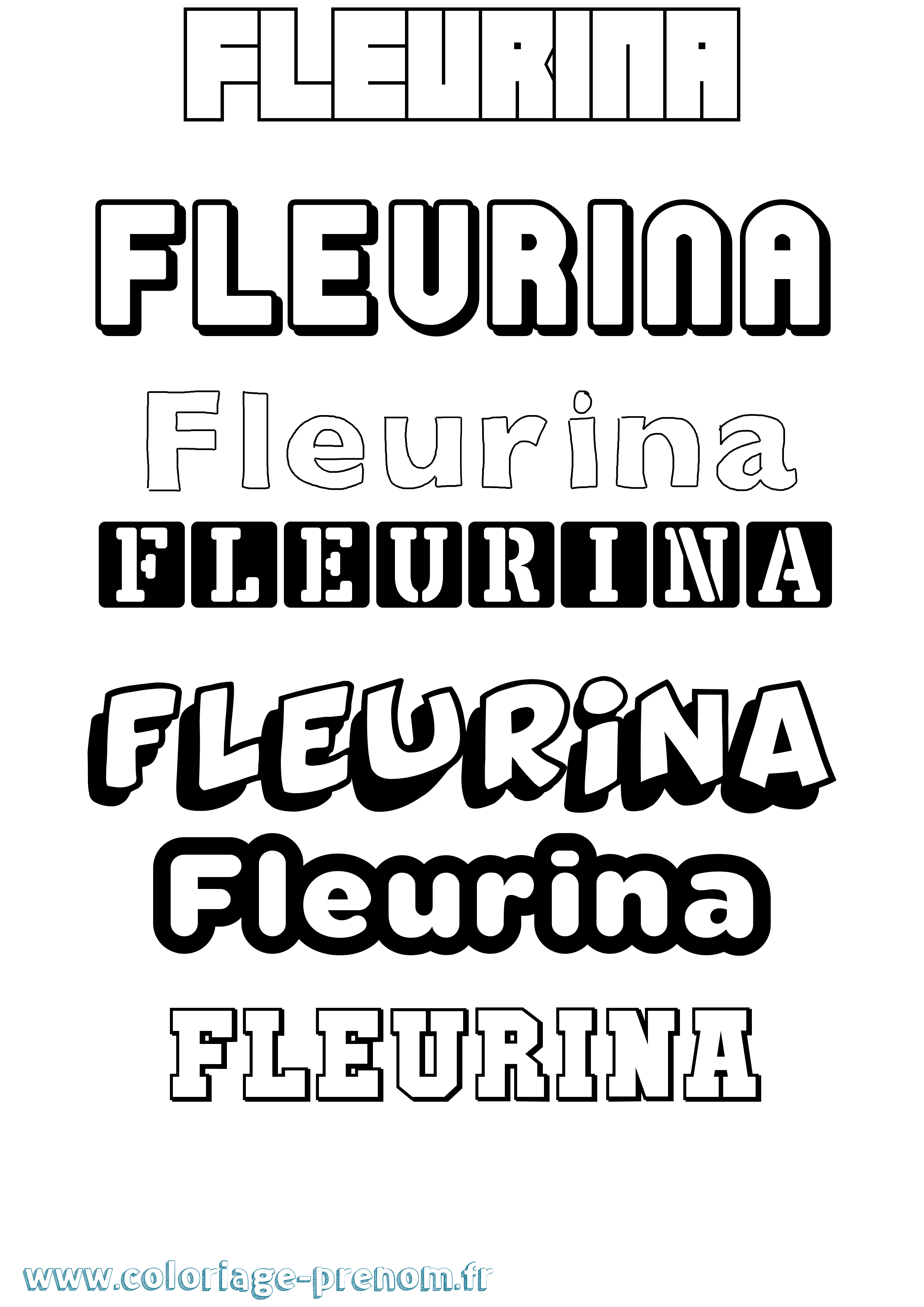 Coloriage Fleurina Simple Coloriage prénom Fleurina Simple