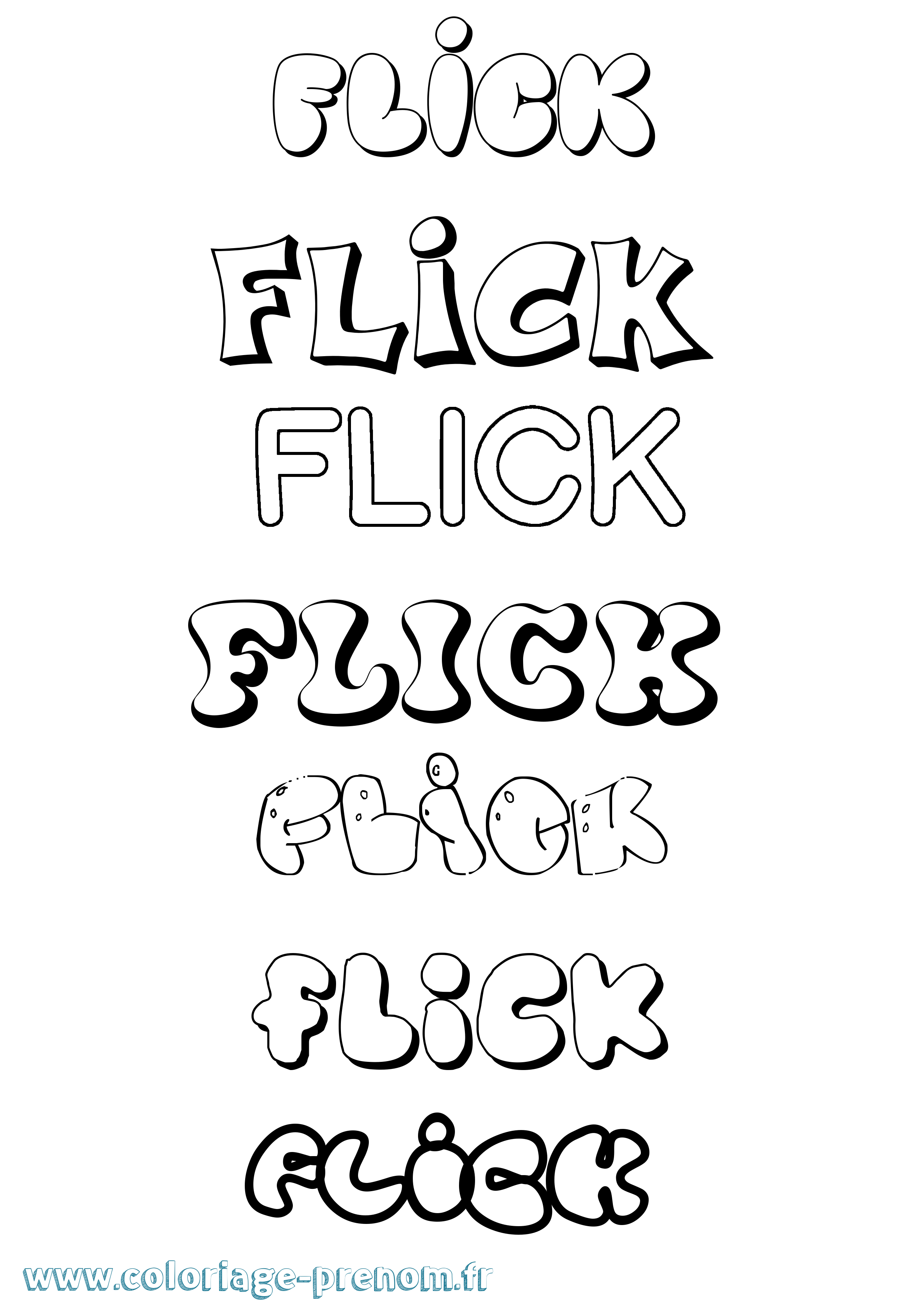 Coloriage Flick Bubble Coloriage prénom Flick Bubble