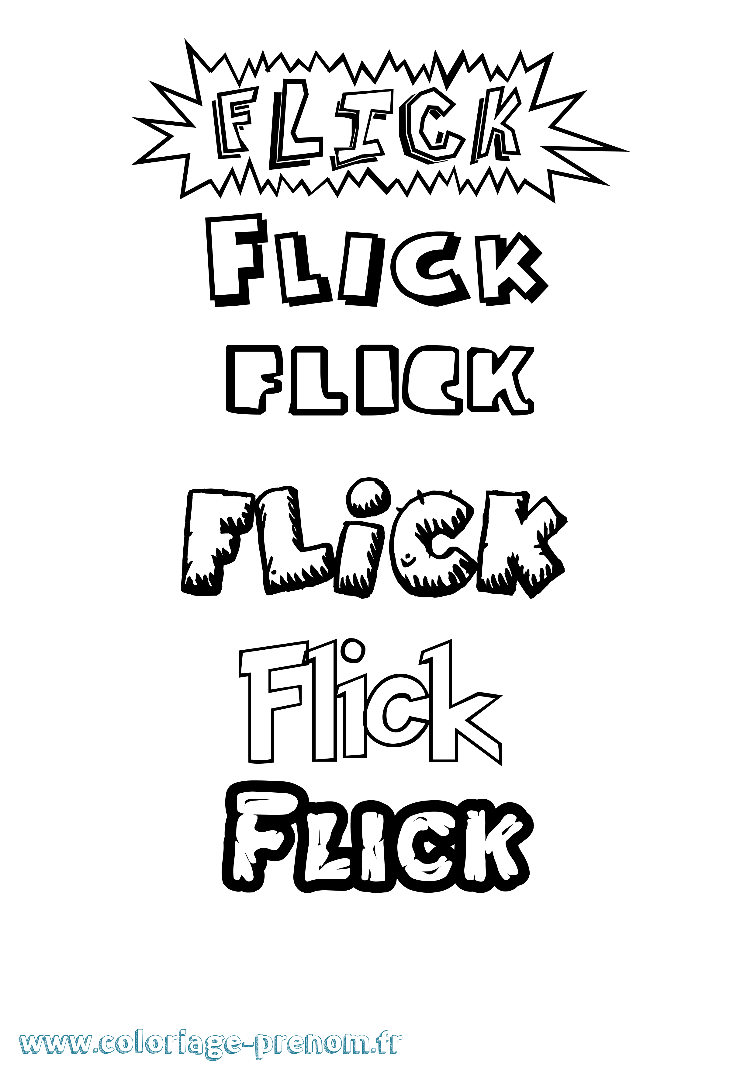 Coloriage Flick Dessin Animé Coloriage prénom Flick Dessin Animé