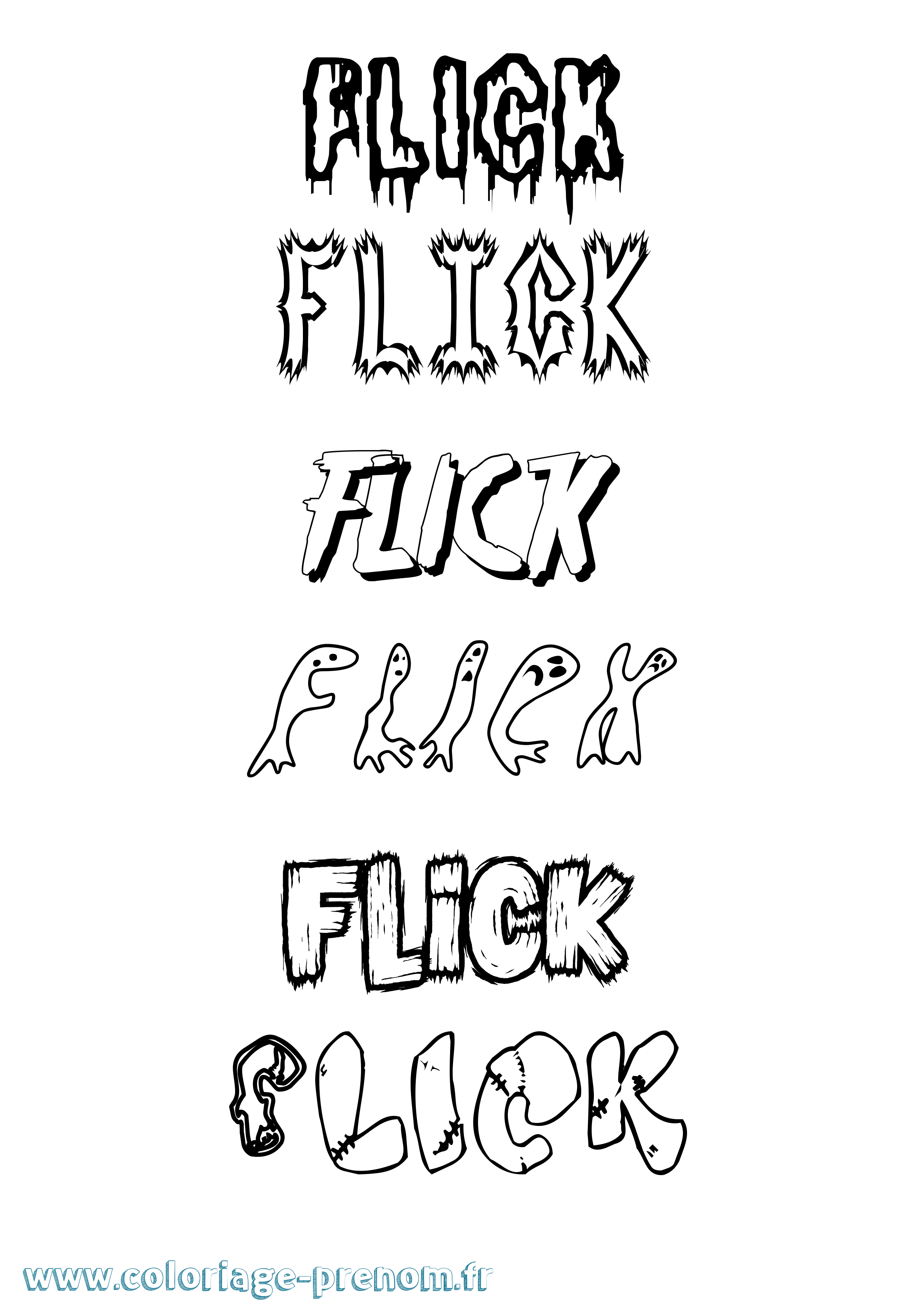 Coloriage Flick Frisson Coloriage prénom Flick Frisson