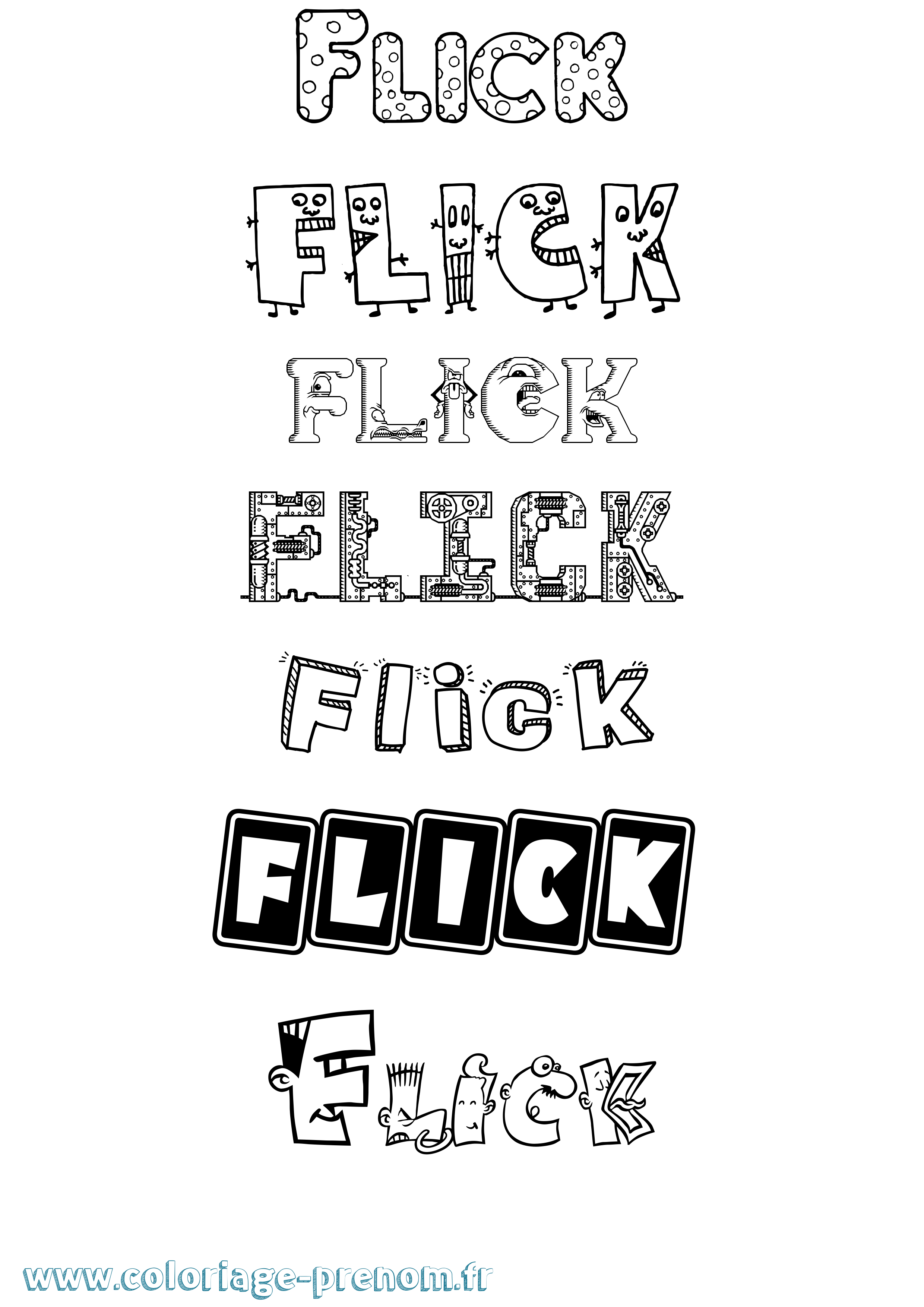 Coloriage Flick Fun Coloriage prénom Flick Fun