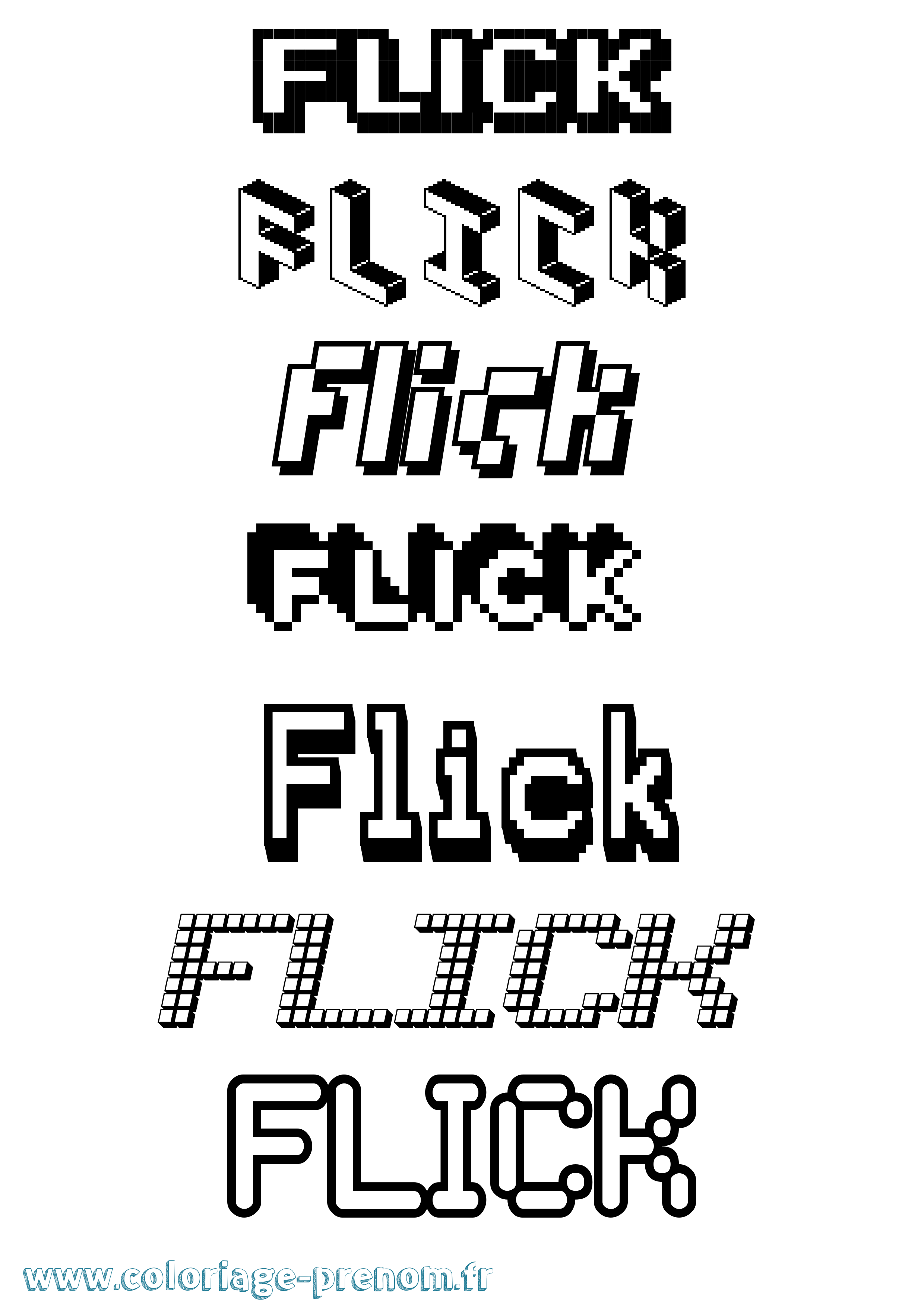 Coloriage Flick Pixel Coloriage prénom Flick Pixel