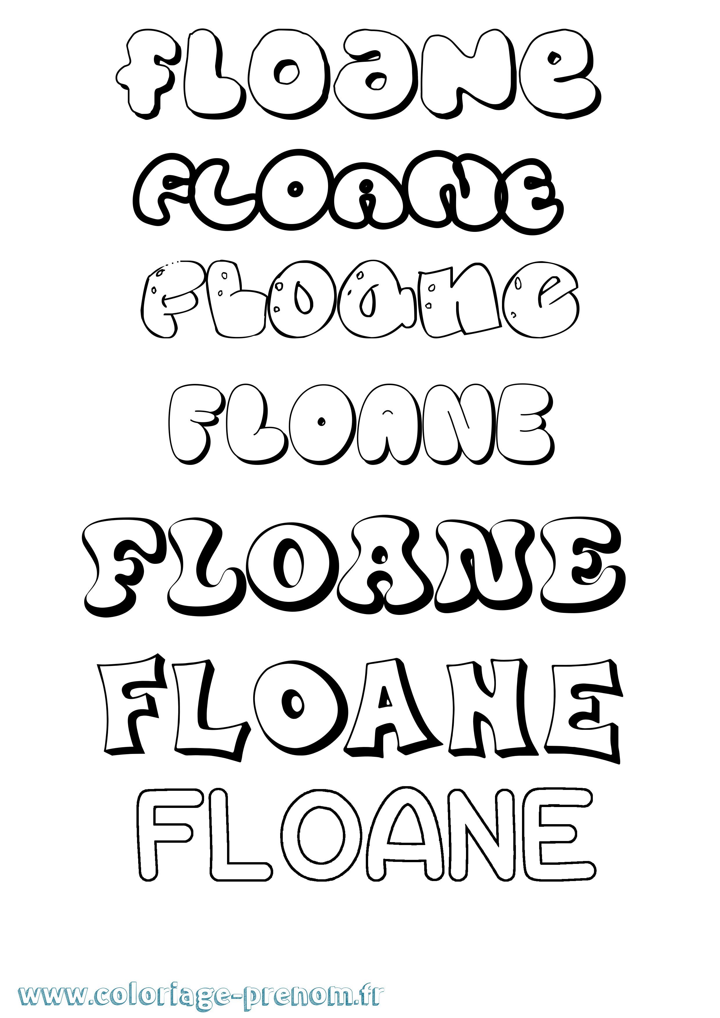 Coloriage Floane Bubble Coloriage prénom Floane Bubble
