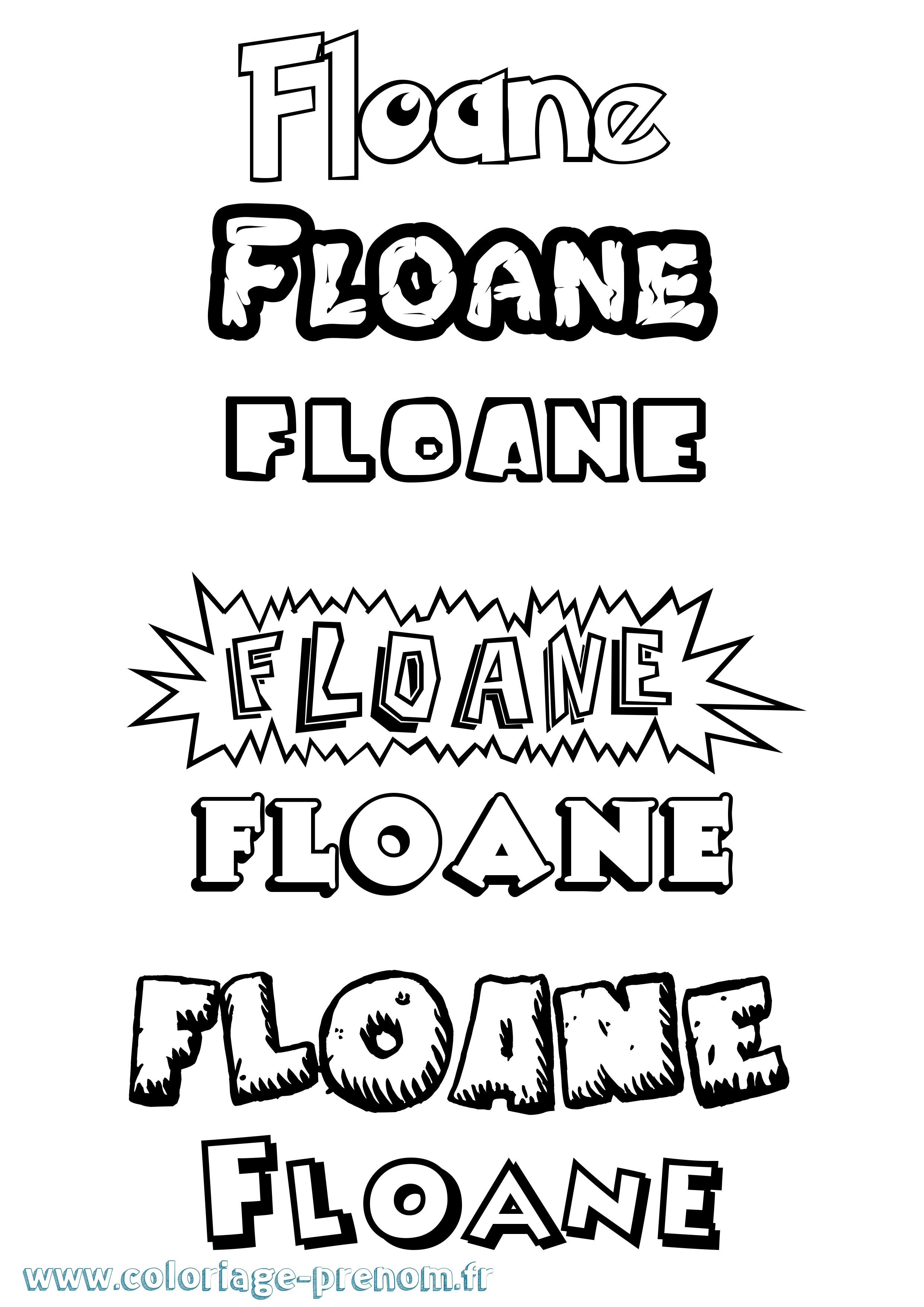 Coloriage Floane Dessin Animé Coloriage prénom Floane Dessin Animé