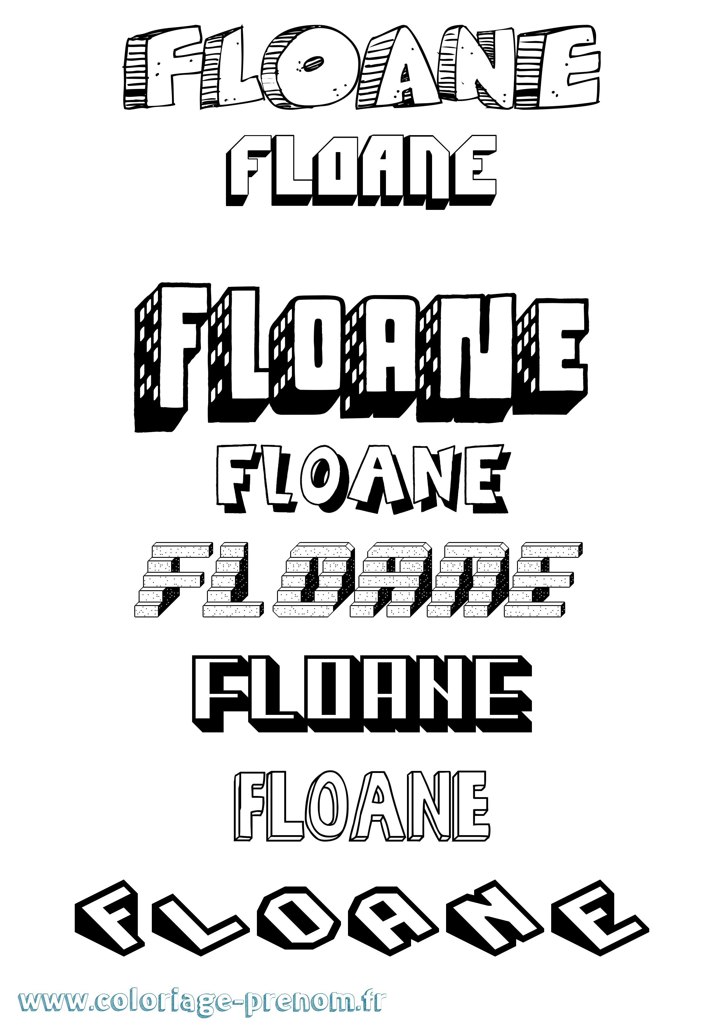 Coloriage Floane Effet 3D Coloriage prénom Floane Effet 3D
