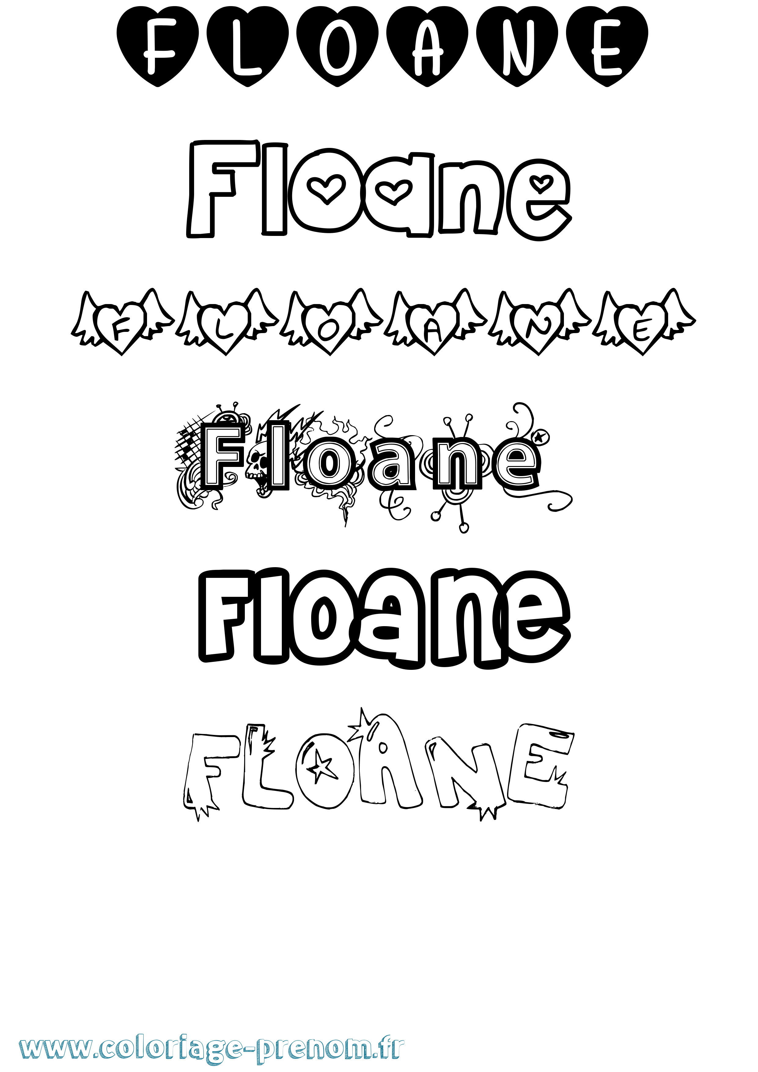 Coloriage Floane Girly Coloriage prénom Floane Girly