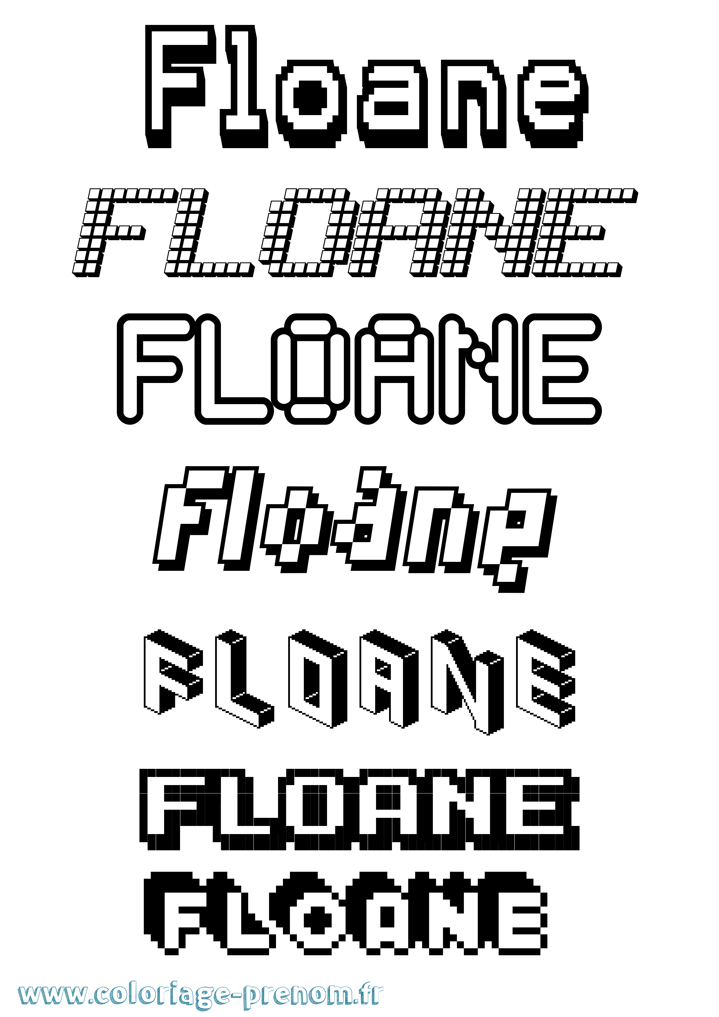 Coloriage Floane Pixel Coloriage prénom Floane Pixel