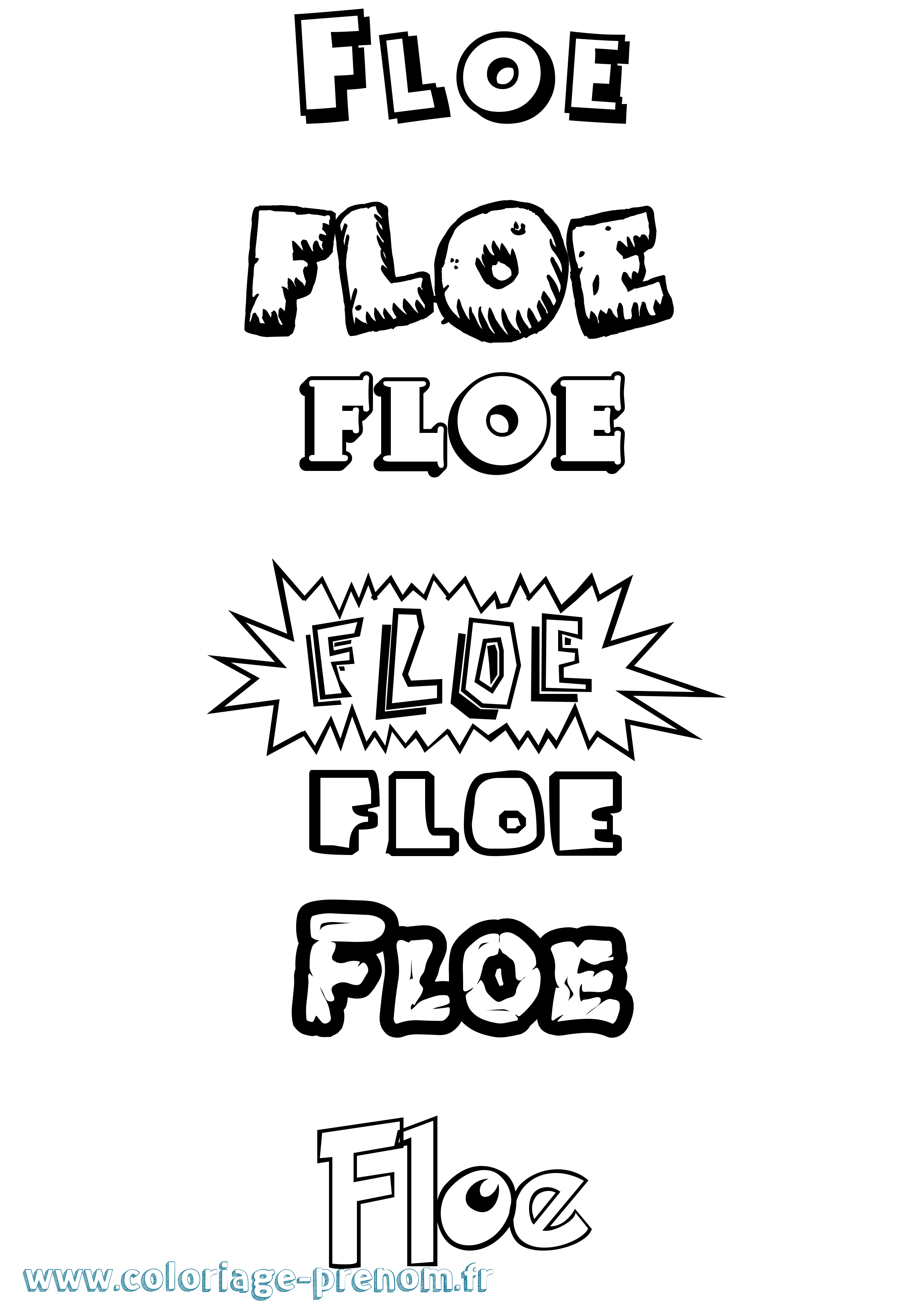 Coloriage Floe Dessin Animé Coloriage prénom Floe Dessin Animé