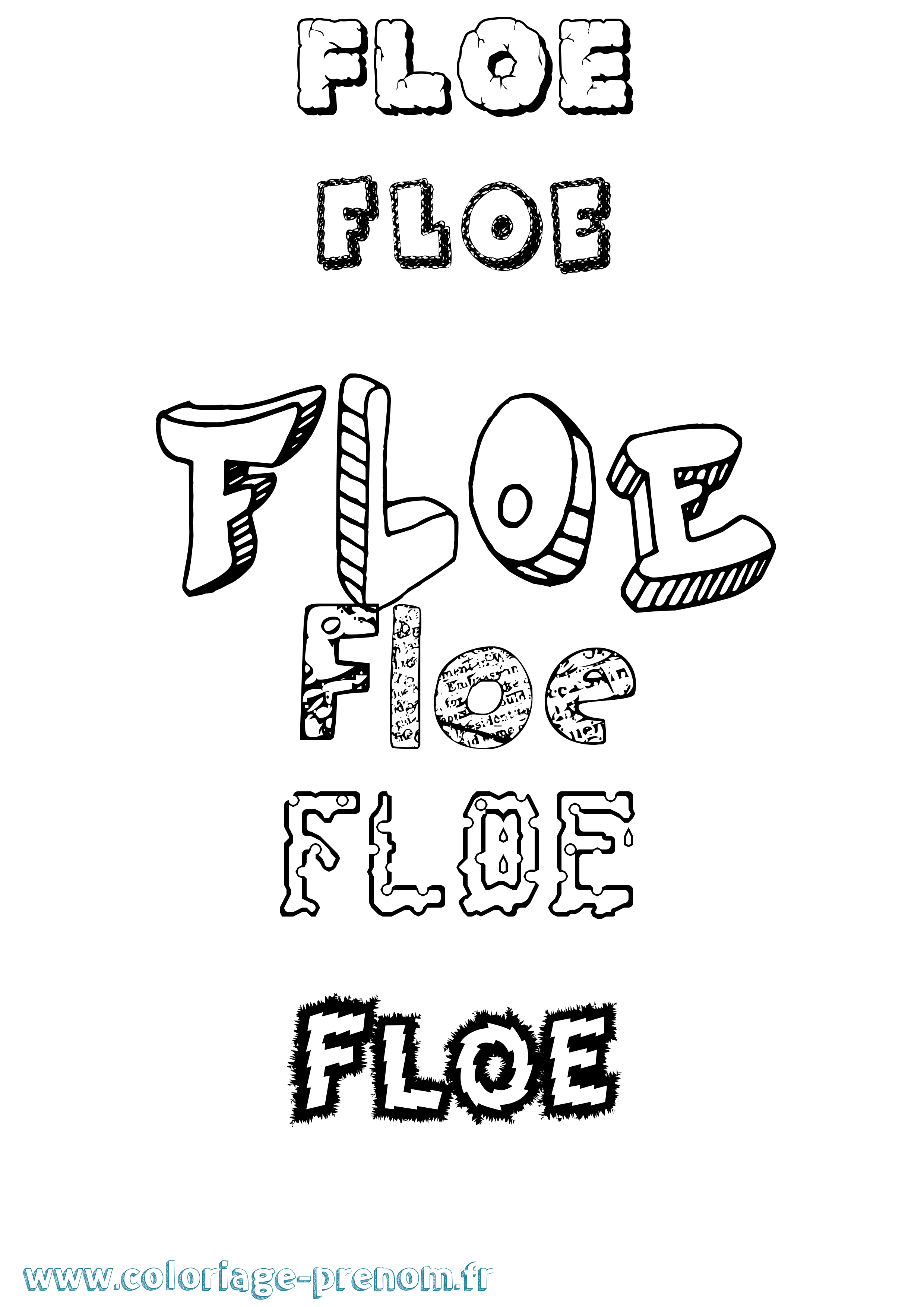 Coloriage Floe Destructuré Coloriage prénom Floe Destructuré