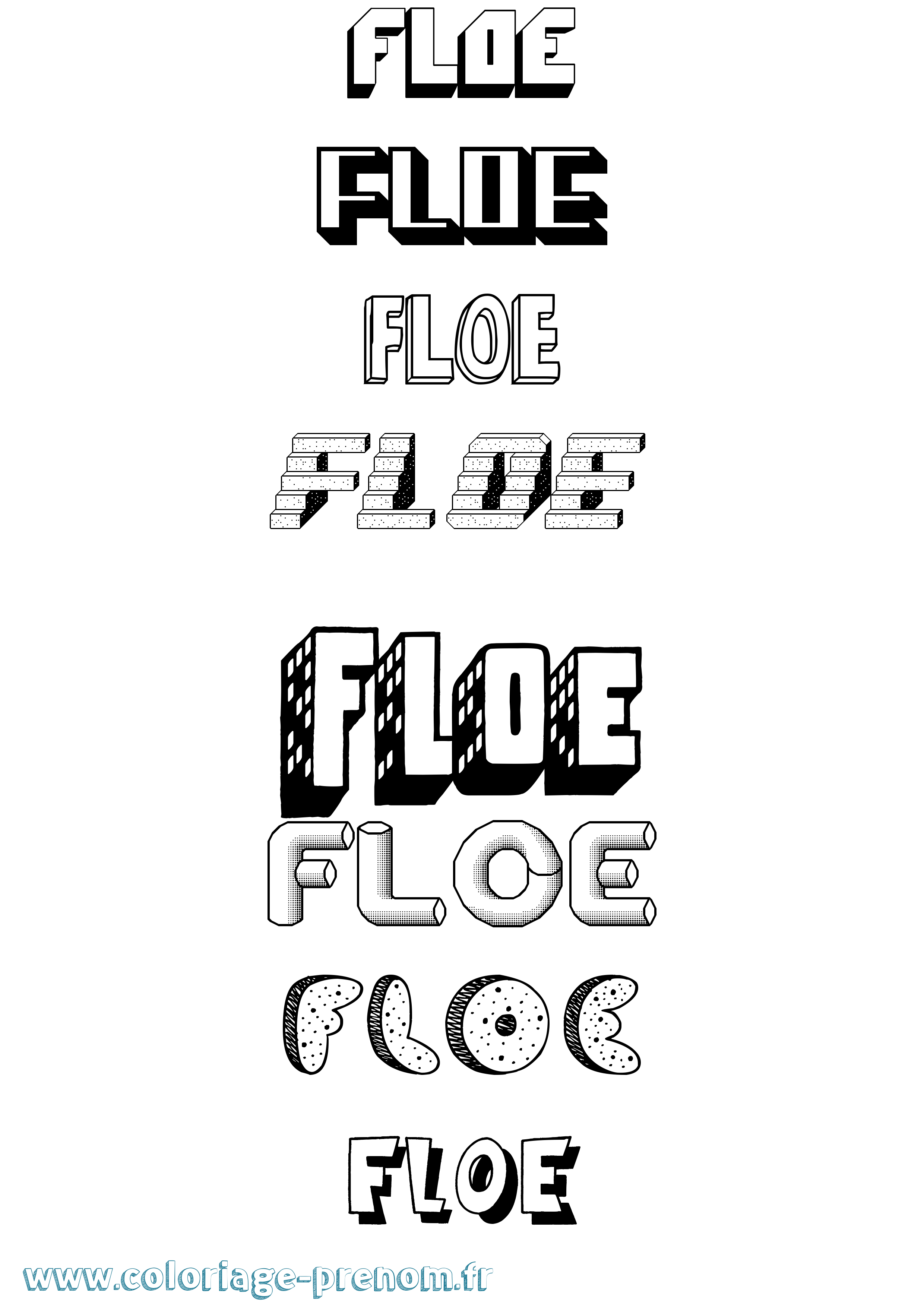 Coloriage Floe Effet 3D Coloriage prénom Floe Effet 3D