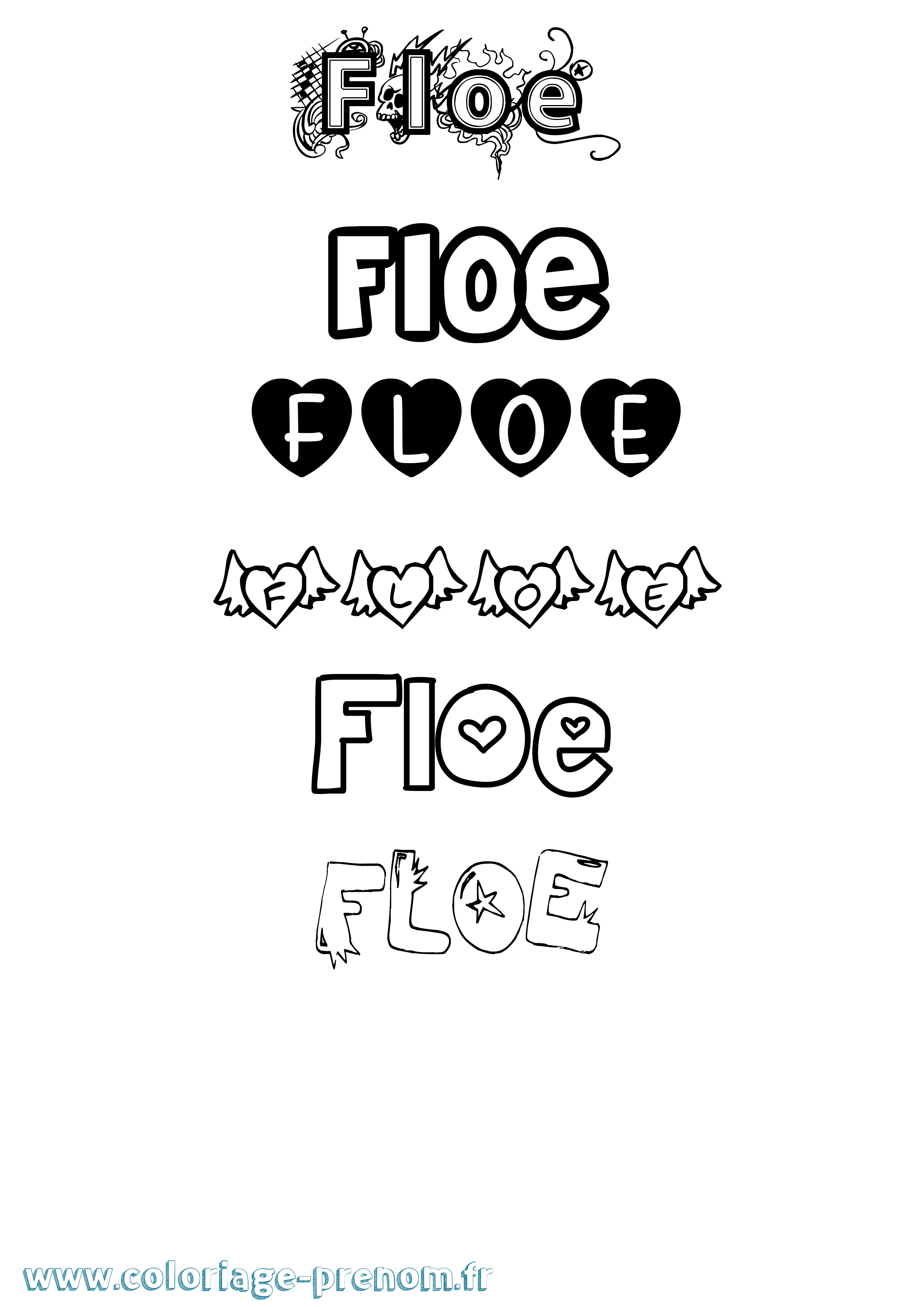 Coloriage Floe Girly Coloriage prénom Floe Girly