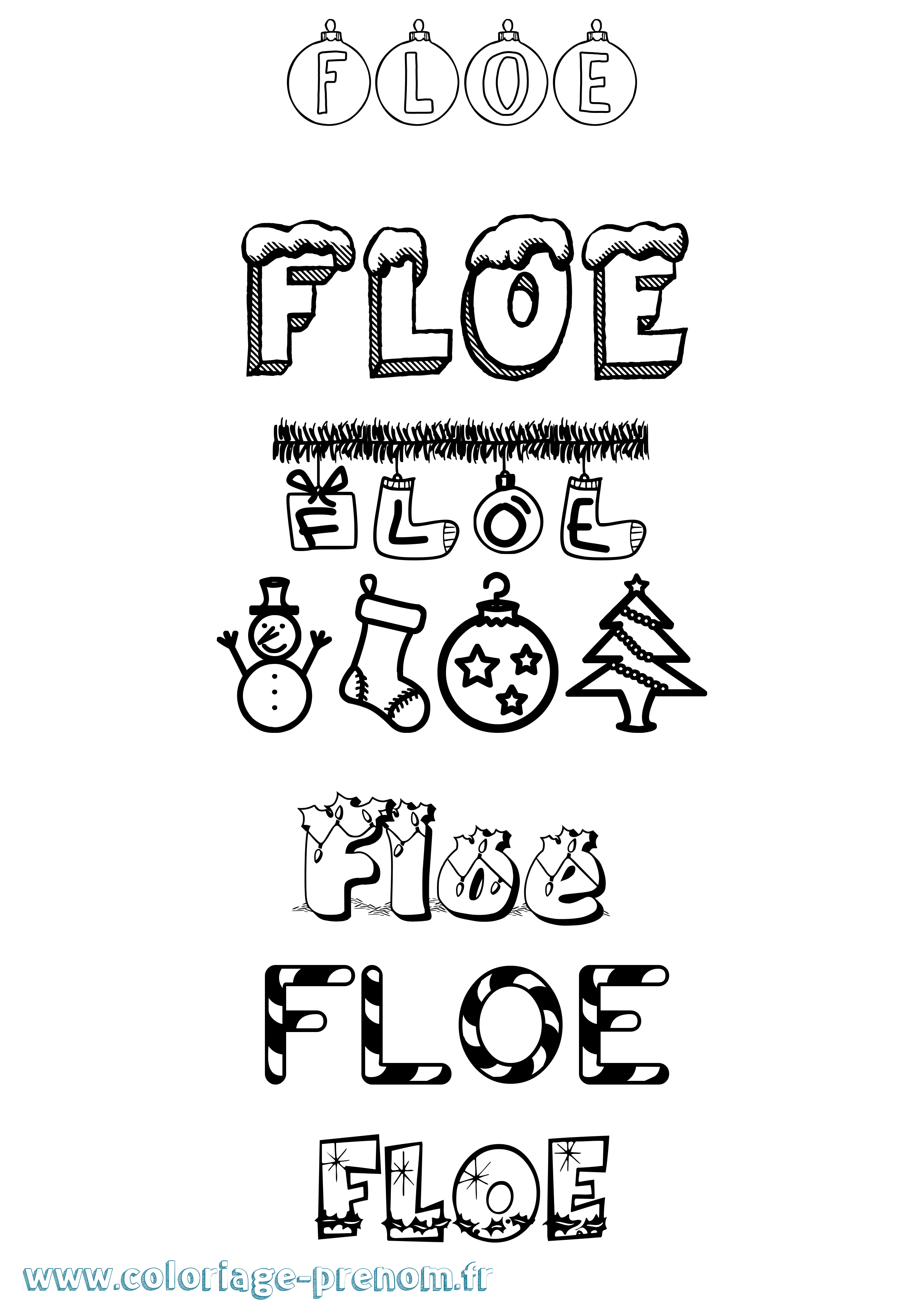 Coloriage Floe Noël Coloriage prénom Floe Noël