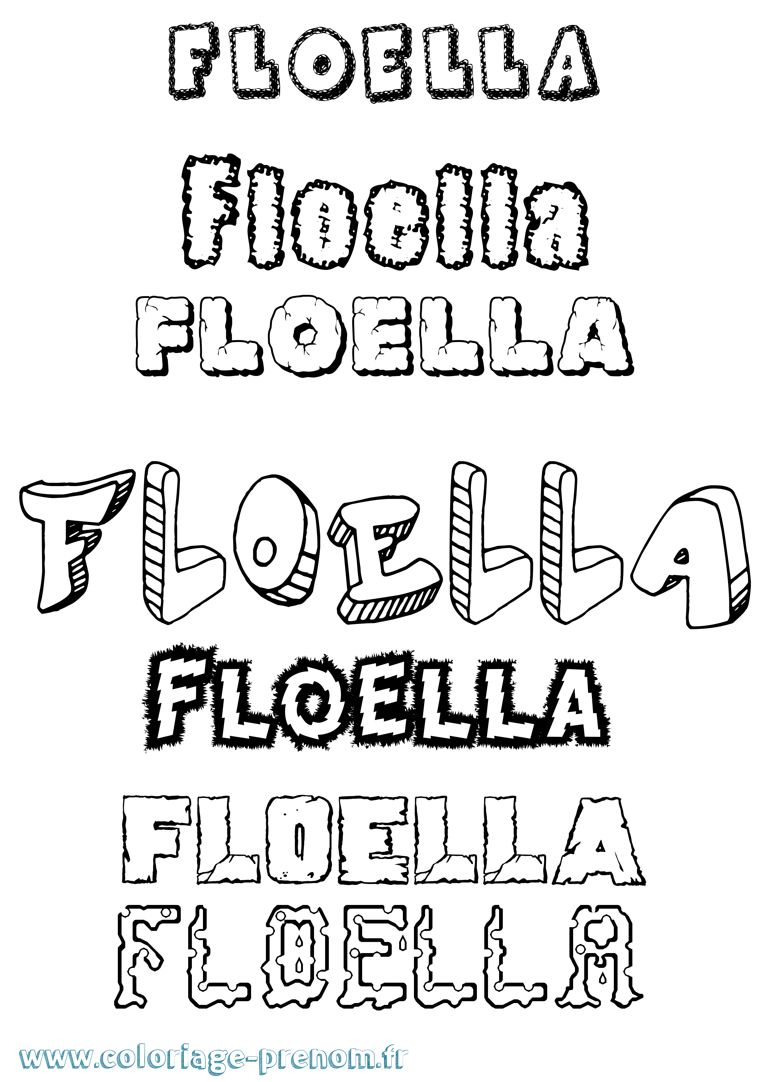 Coloriage Floella Destructuré Coloriage prénom Floella Destructuré