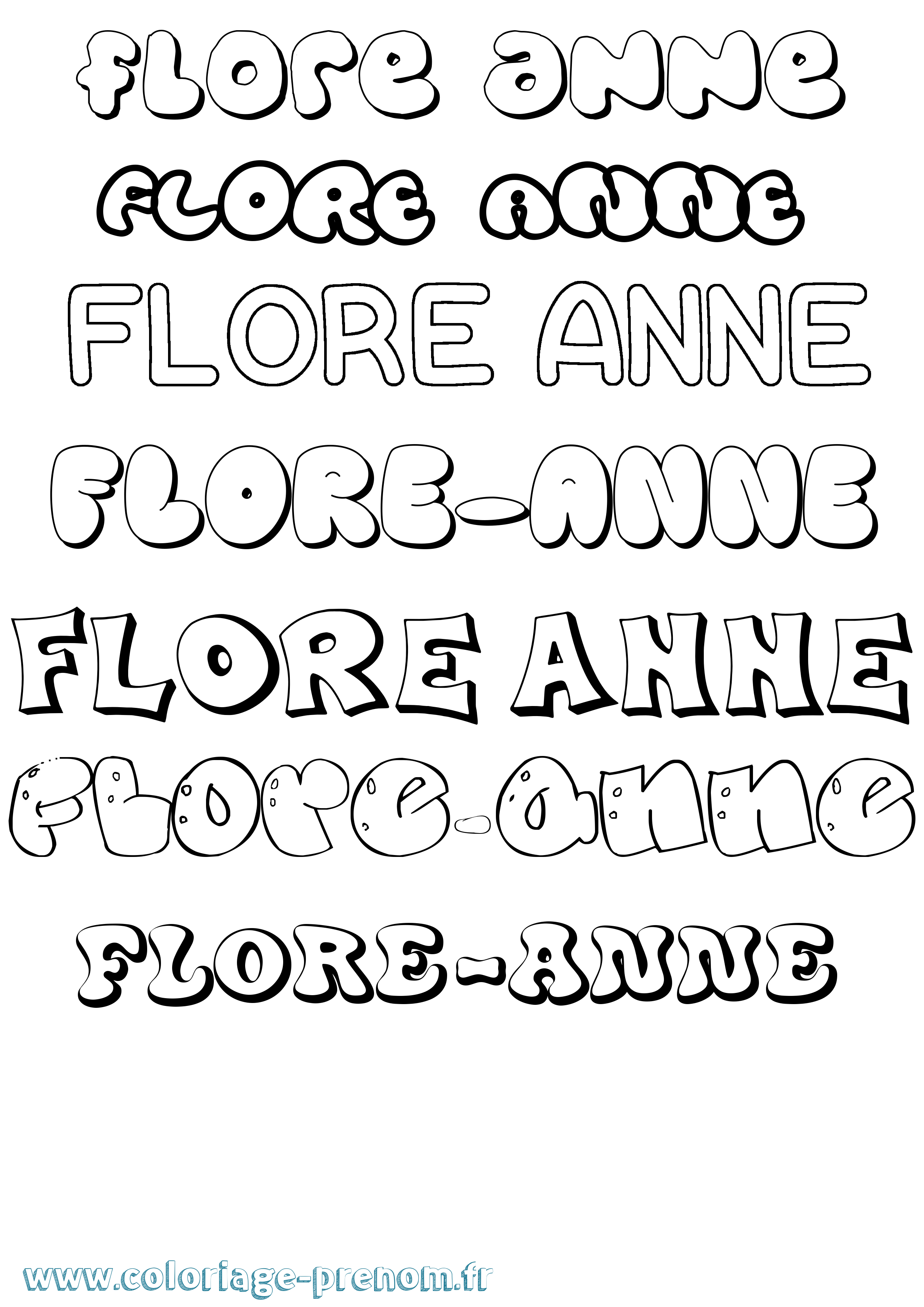 Coloriage Flore-Anne Bubble Coloriage prénom Flore-Anne Bubble