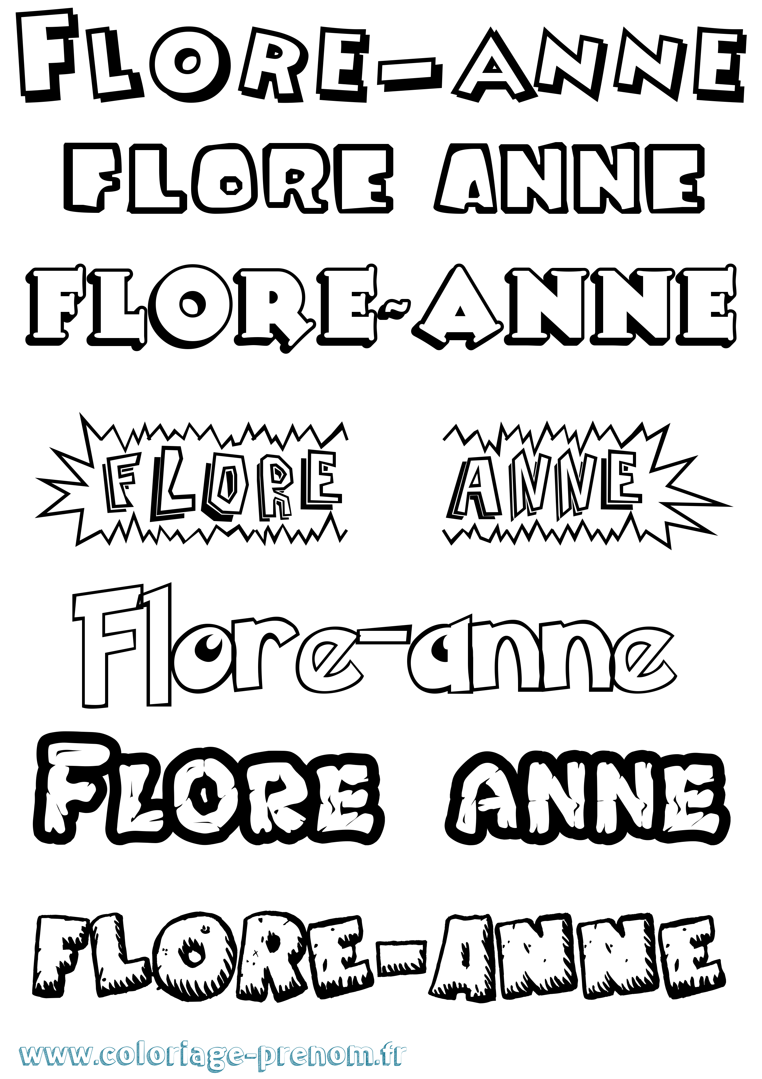 Coloriage Flore-Anne Dessin Animé Coloriage prénom Flore-Anne Dessin Animé