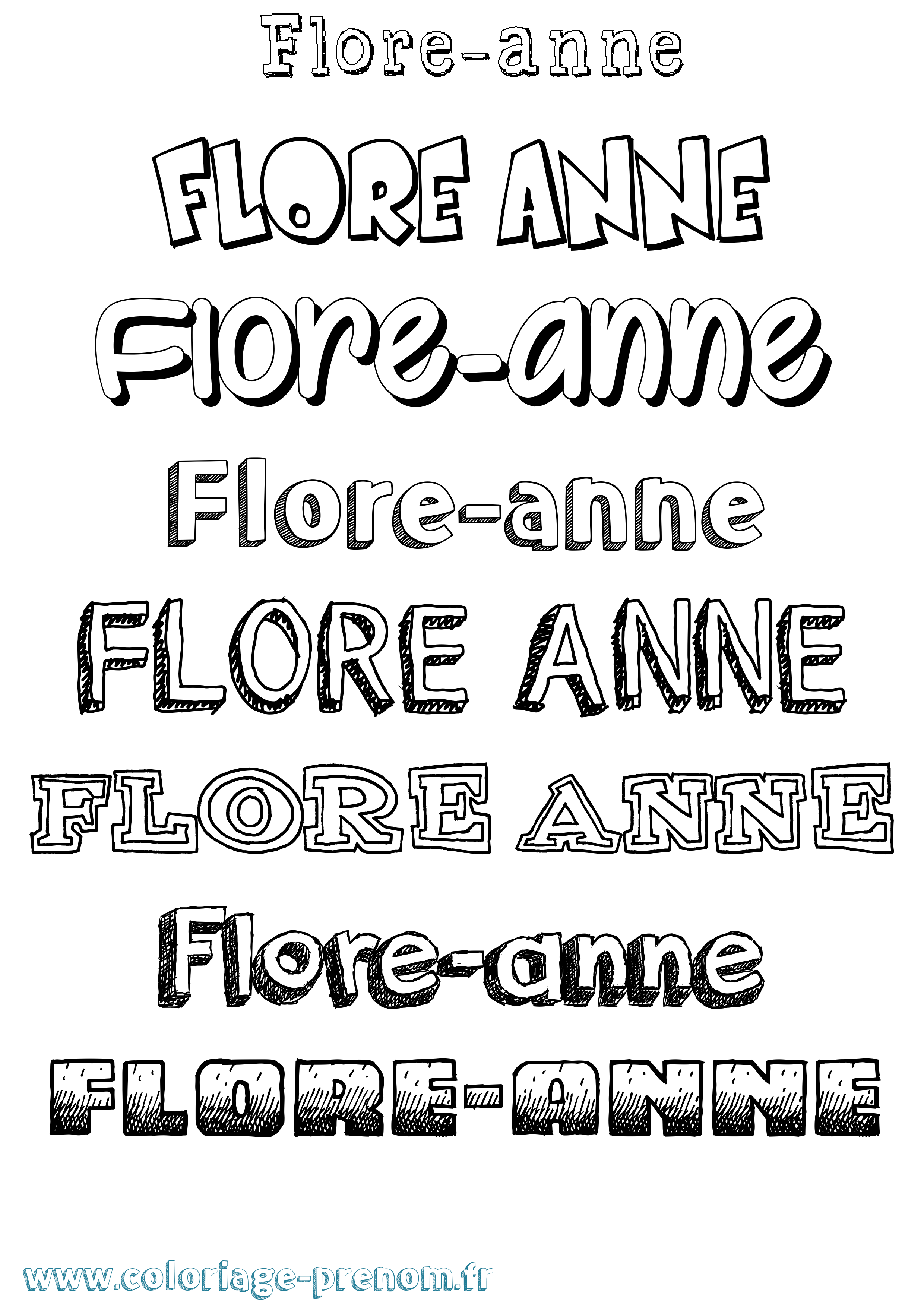 Coloriage Flore-Anne Dessiné Coloriage prénom Flore-Anne Dessiné