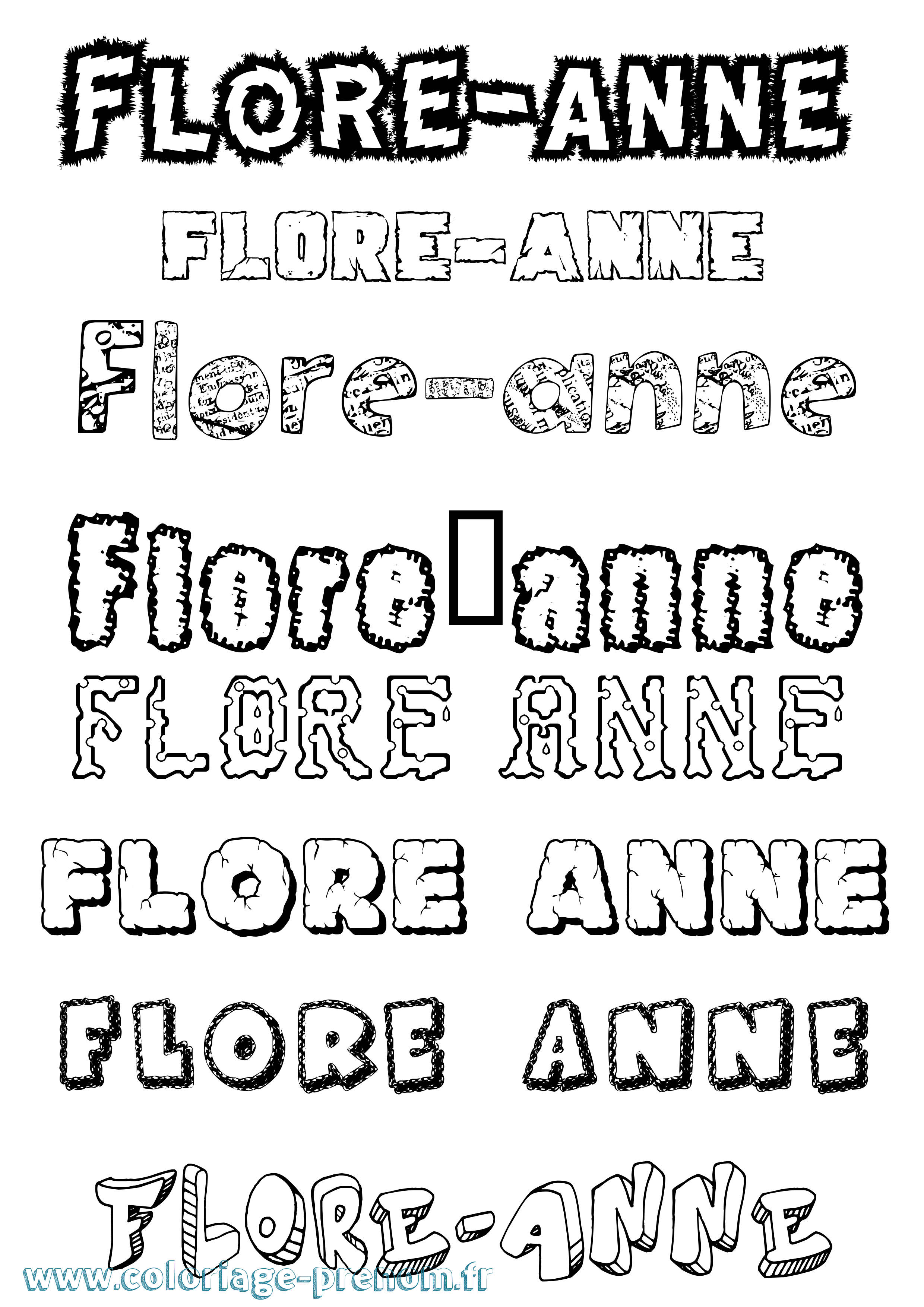 Coloriage Flore-Anne Destructuré Coloriage prénom Flore-Anne Destructuré