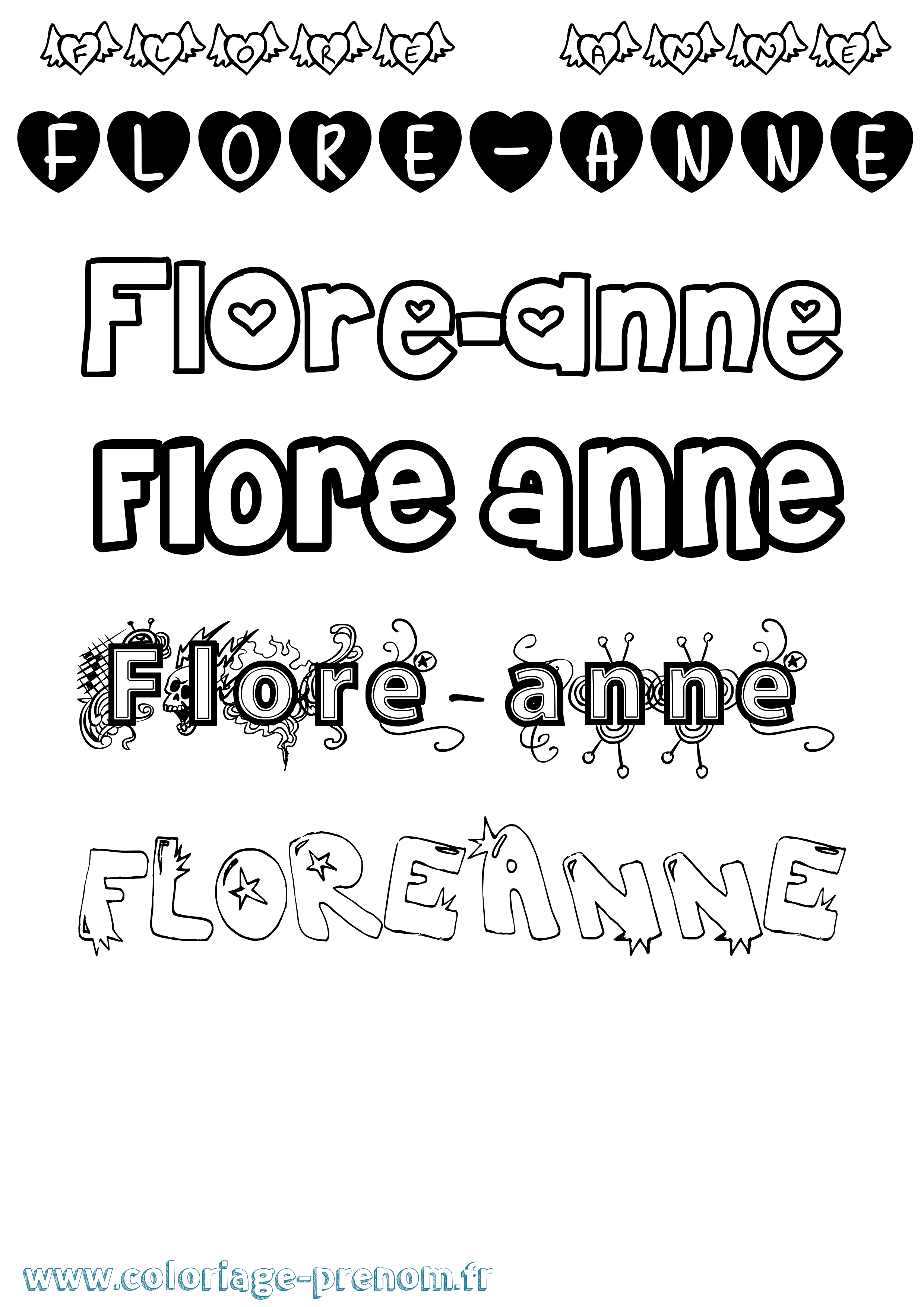 Coloriage Flore-Anne Girly Coloriage prénom Flore-Anne Girly