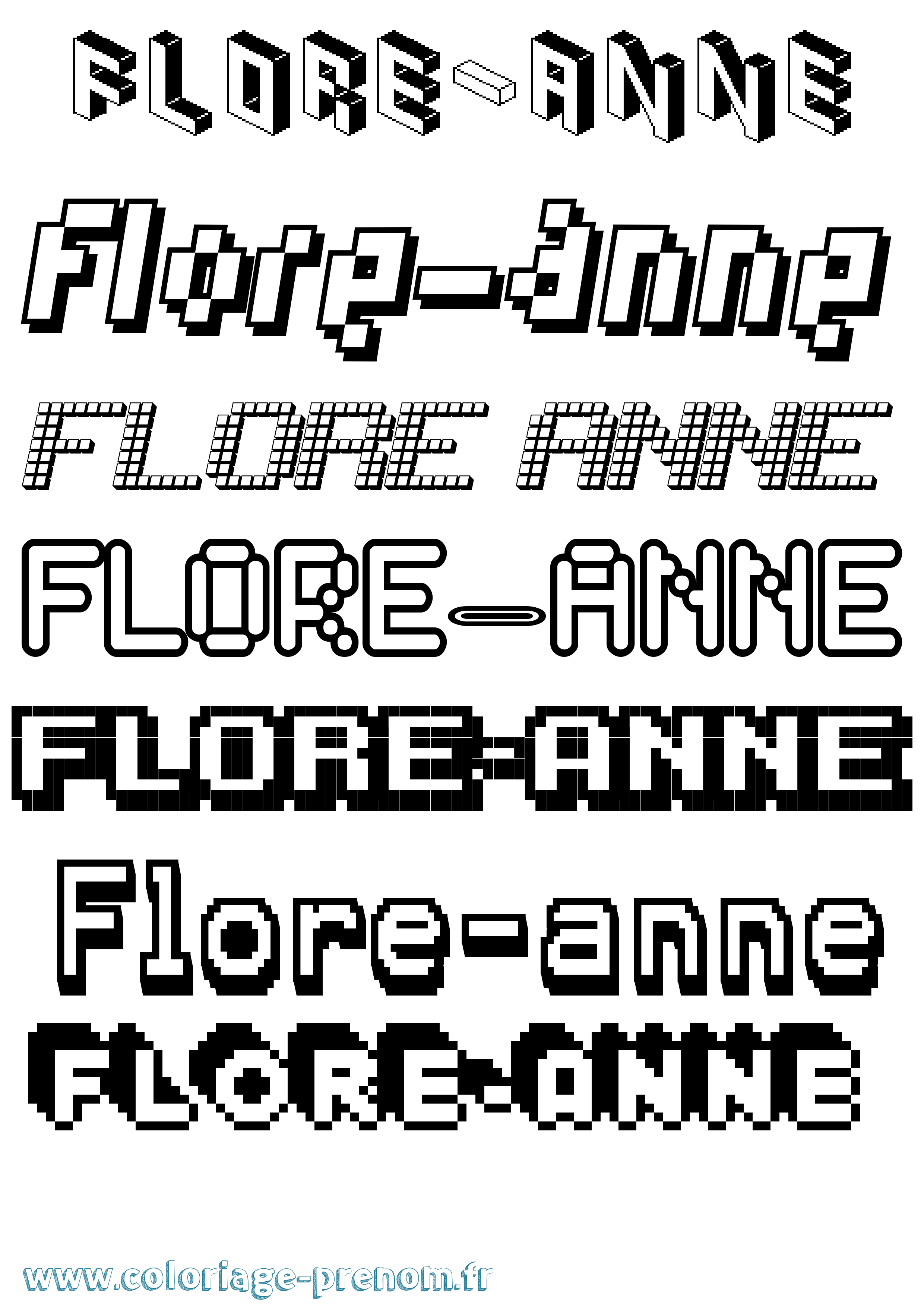 Coloriage Flore-Anne Pixel Coloriage prénom Flore-Anne Pixel