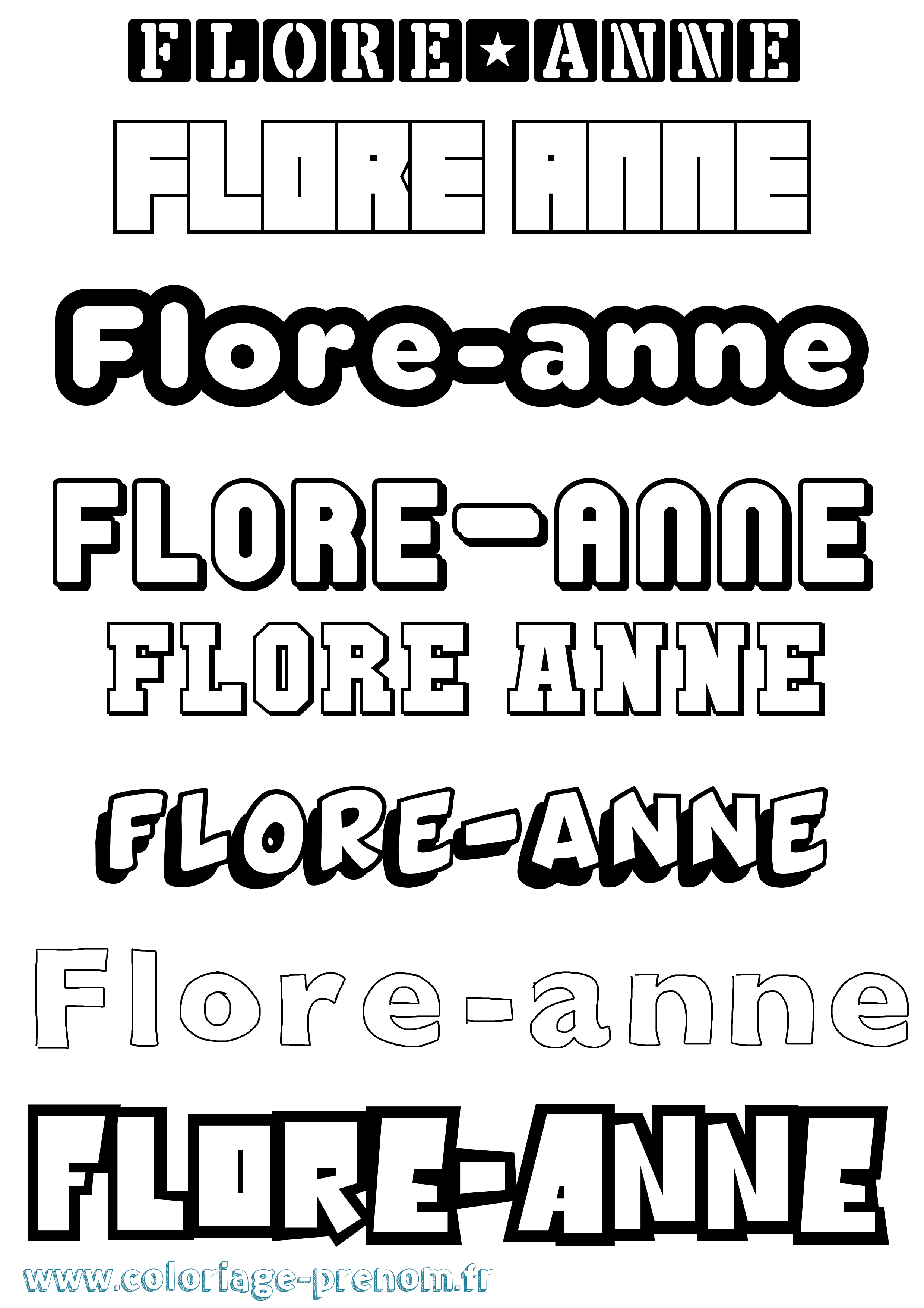 Coloriage Flore-Anne Simple Coloriage prénom Flore-Anne Simple