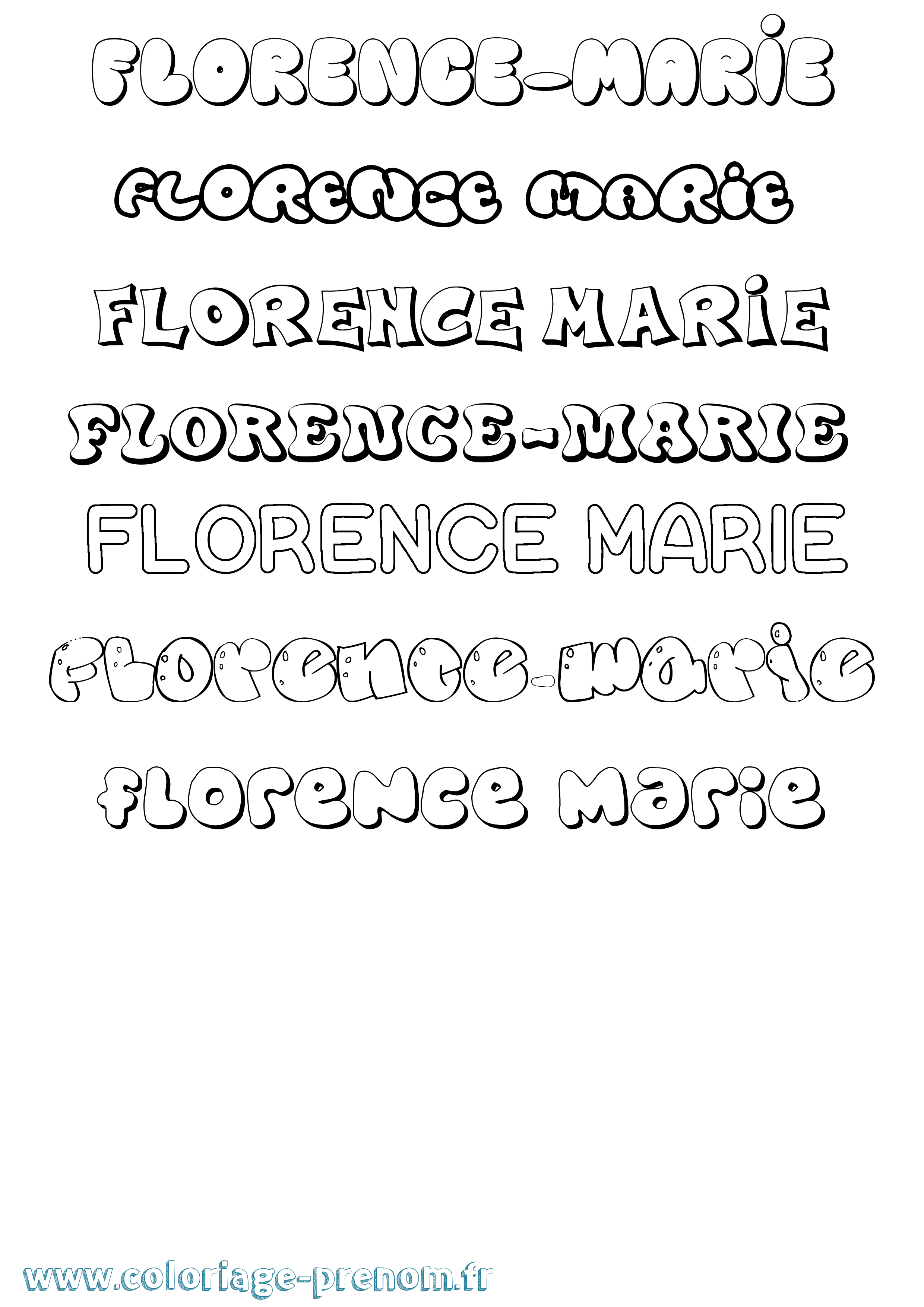 Coloriage Florence-Marie Bubble Coloriage prénom Florence-Marie Bubble