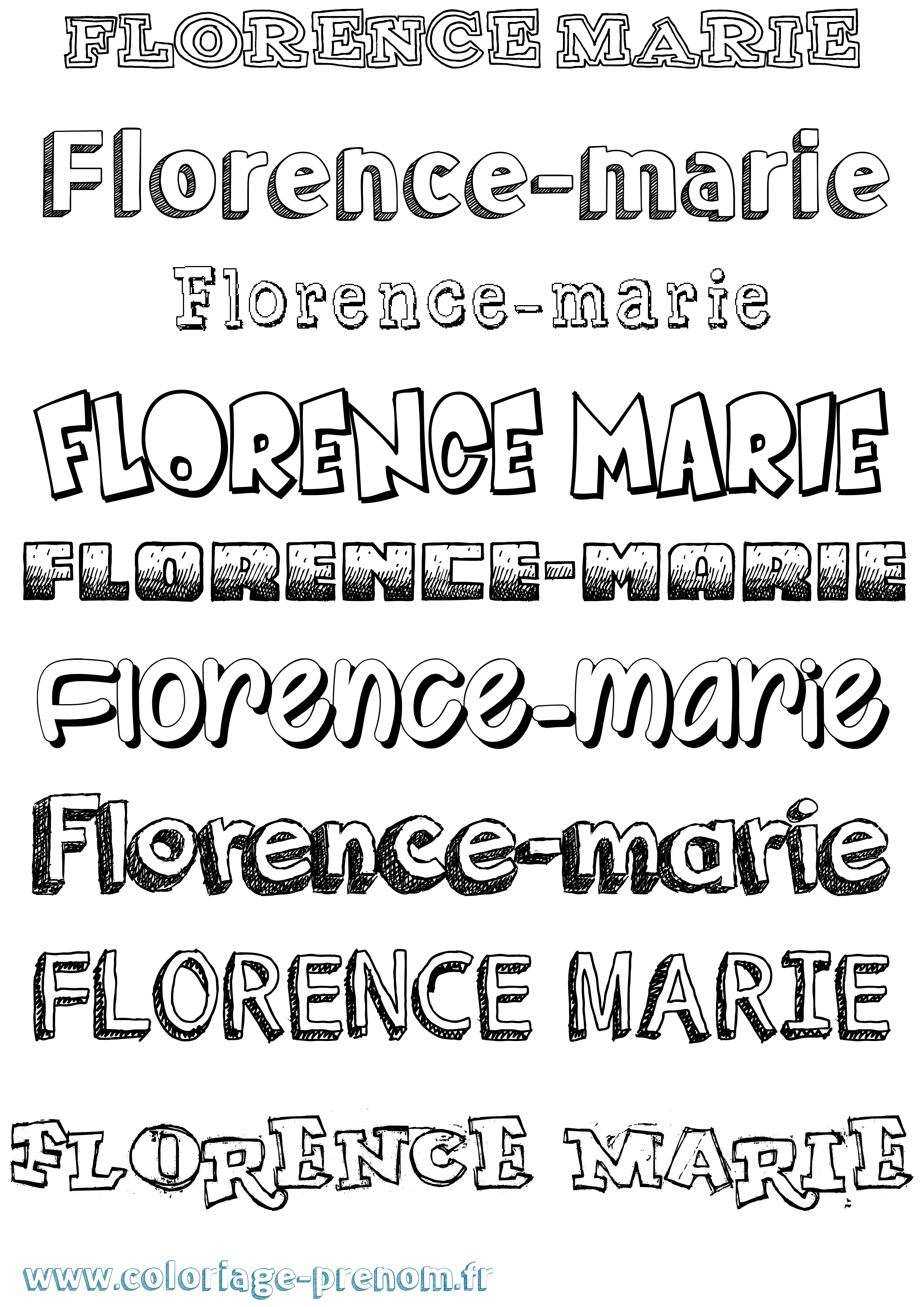 Coloriage Florence-Marie Dessiné Coloriage prénom Florence-Marie Dessiné