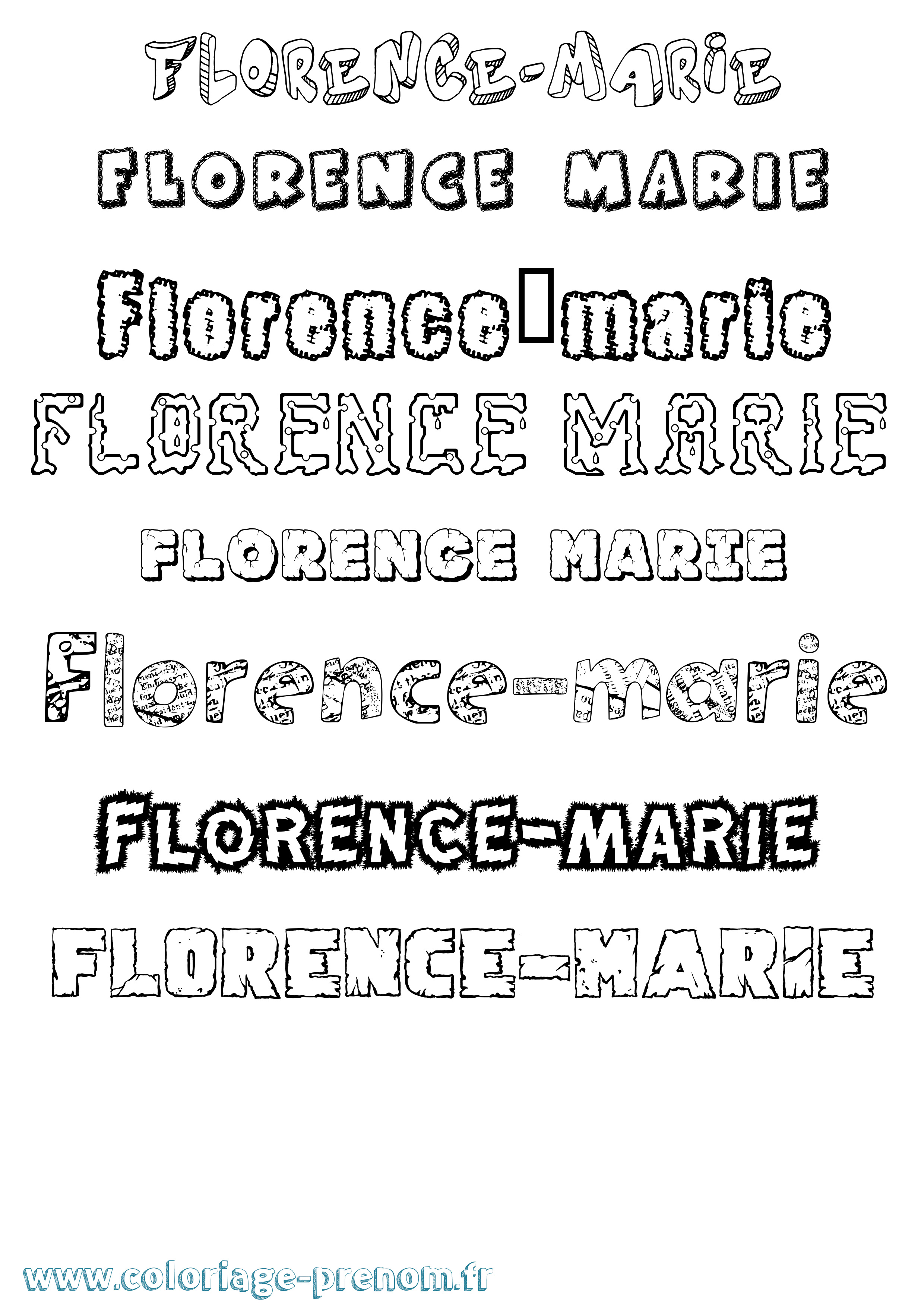 Coloriage Florence-Marie Destructuré Coloriage prénom Florence-Marie Destructuré
