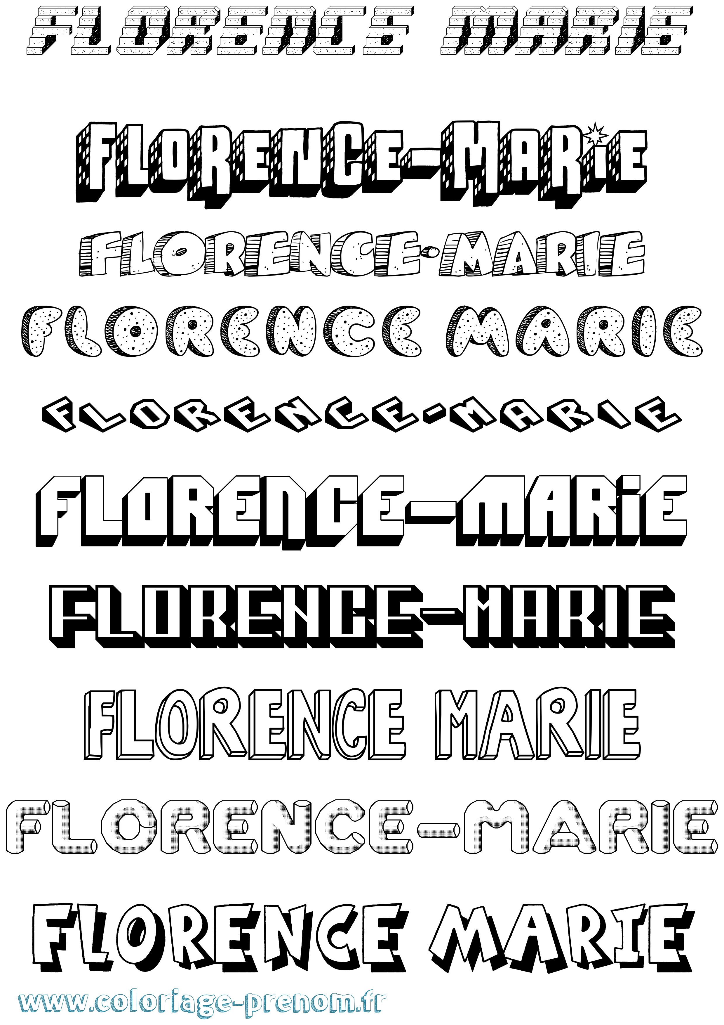 Coloriage Florence-Marie Effet 3D Coloriage prénom Florence-Marie Effet 3D