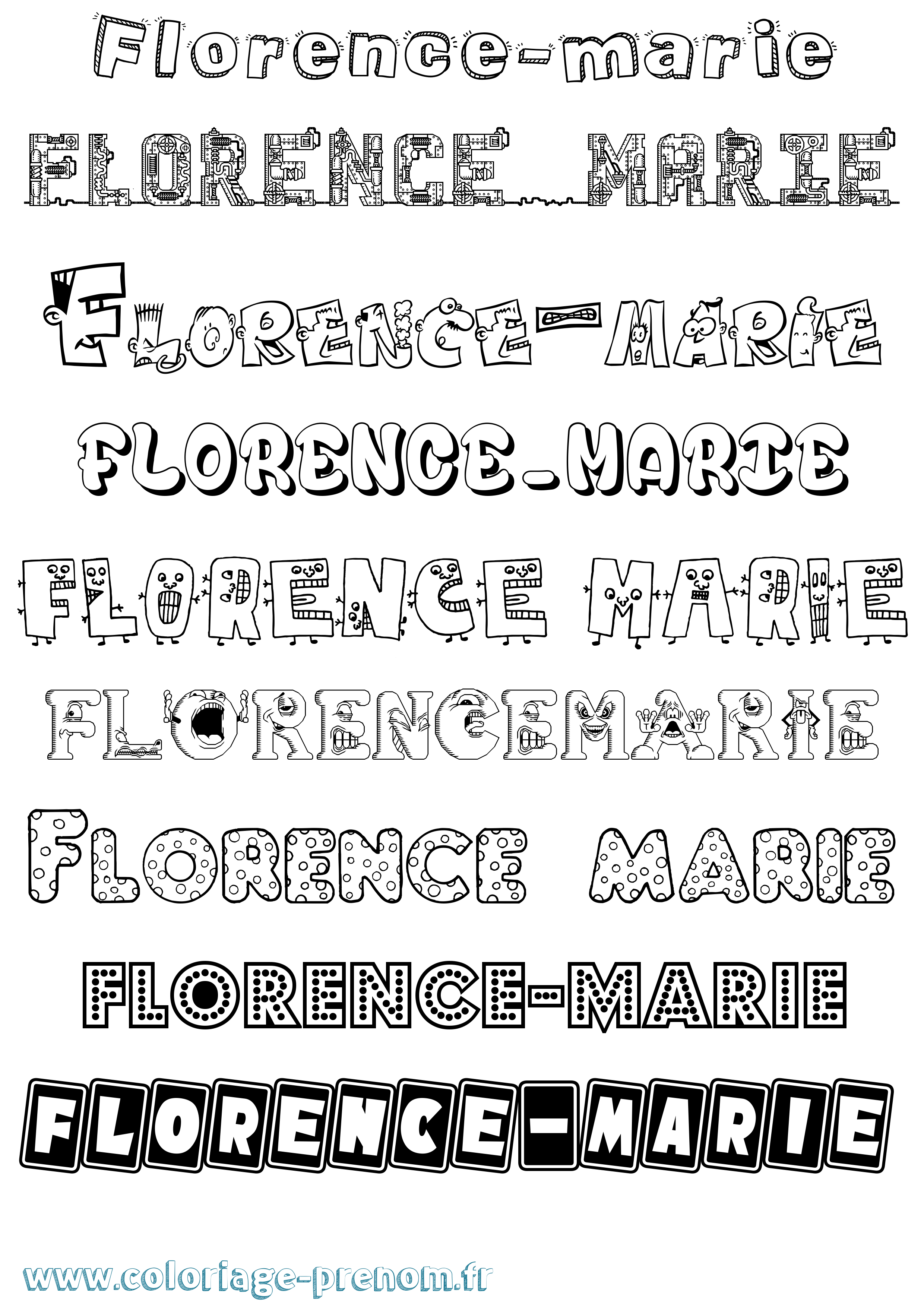 Coloriage Florence-Marie Fun Coloriage prénom Florence-Marie Fun