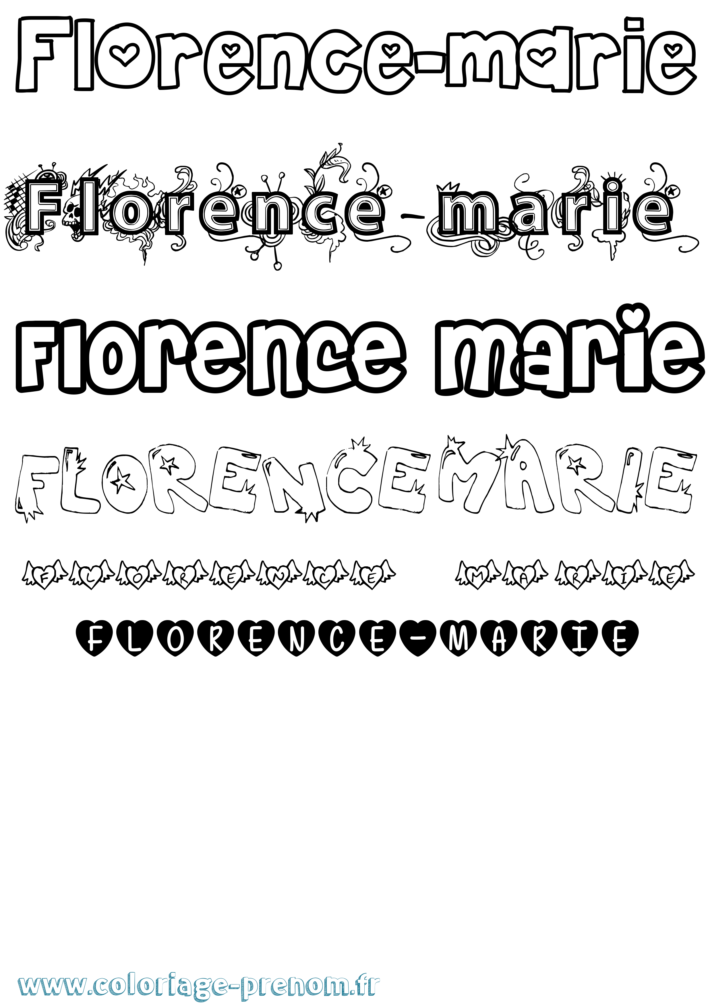 Coloriage Florence-Marie Girly Coloriage prénom Florence-Marie Girly