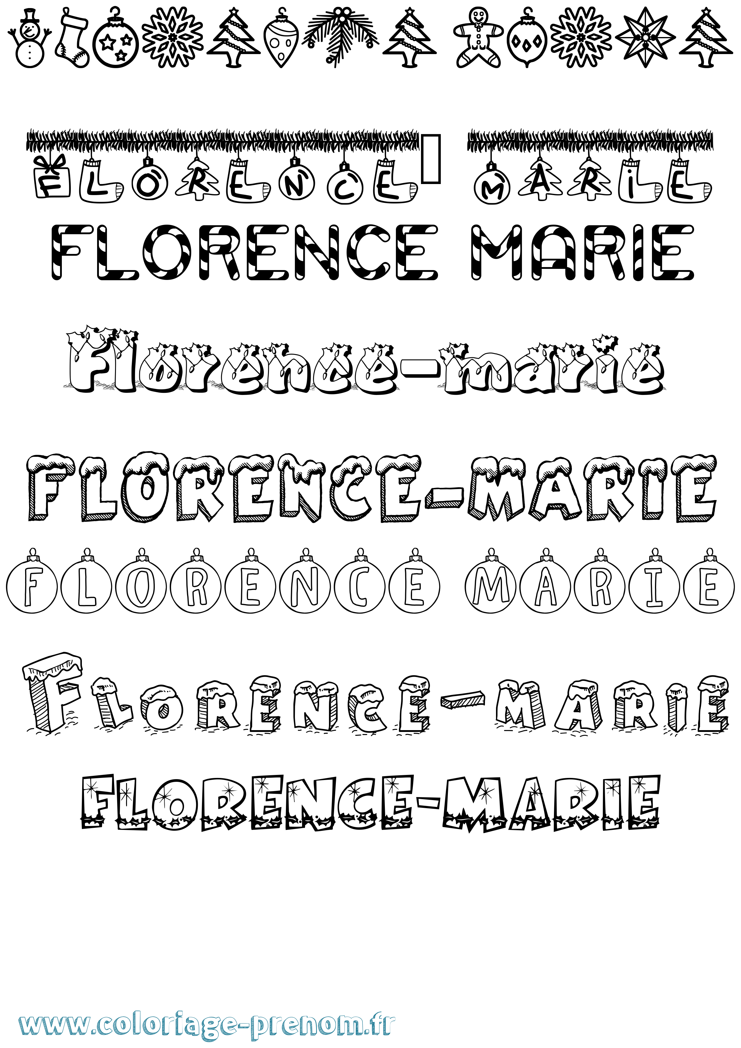 Coloriage Florence-Marie Noël Coloriage prénom Florence-Marie Noël