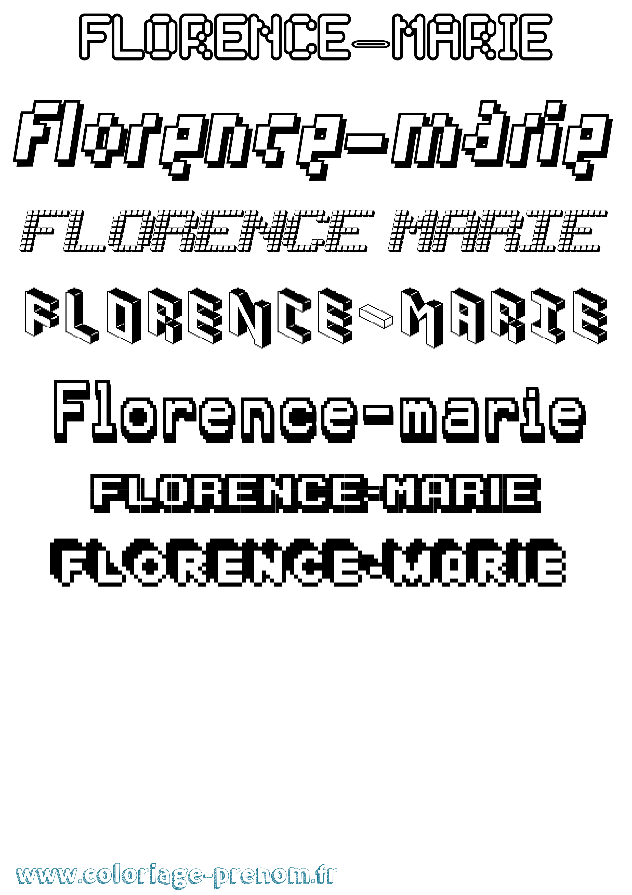 Coloriage Florence-Marie Pixel Coloriage prénom Florence-Marie Pixel
