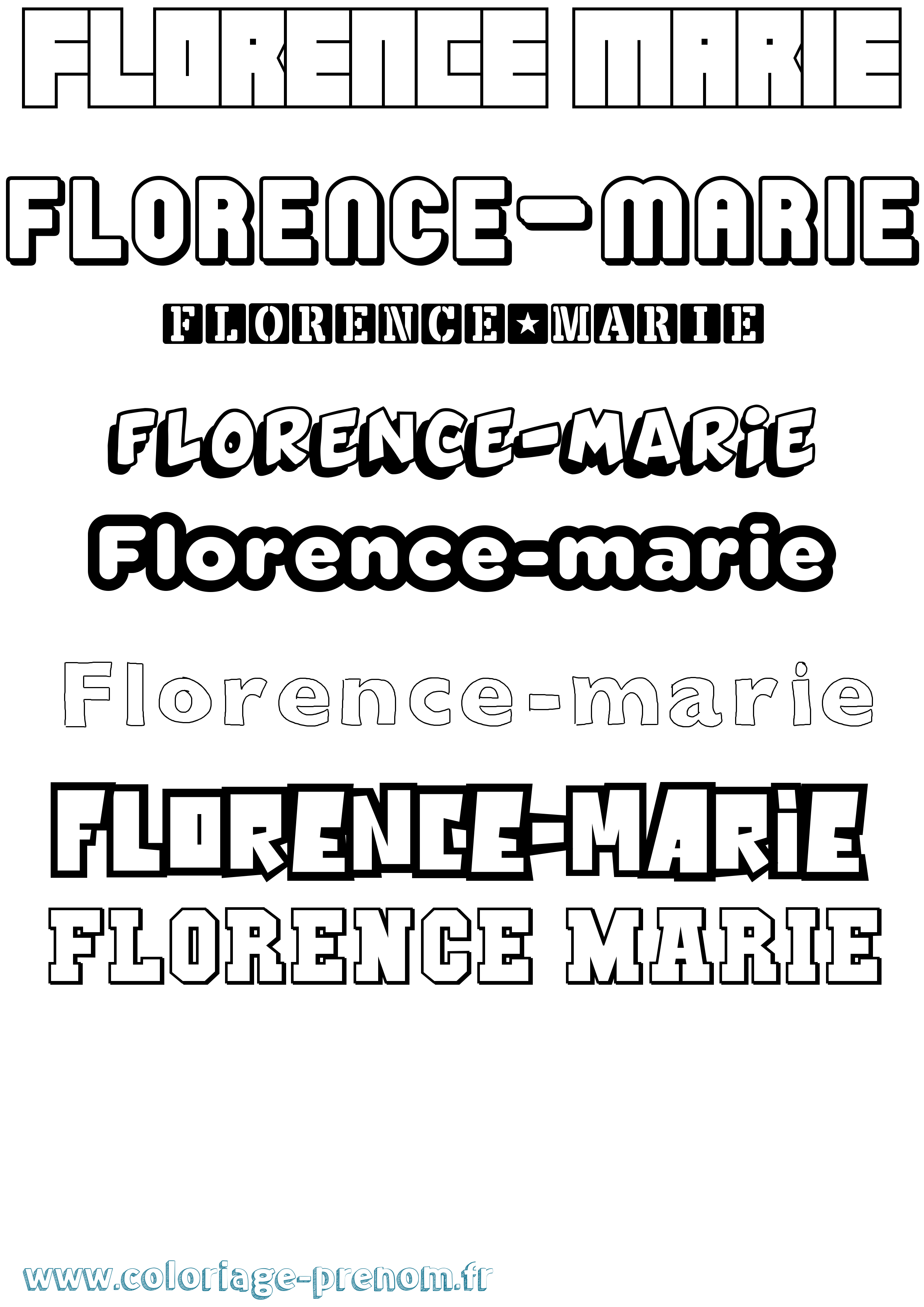 Coloriage Florence-Marie Simple Coloriage prénom Florence-Marie Simple