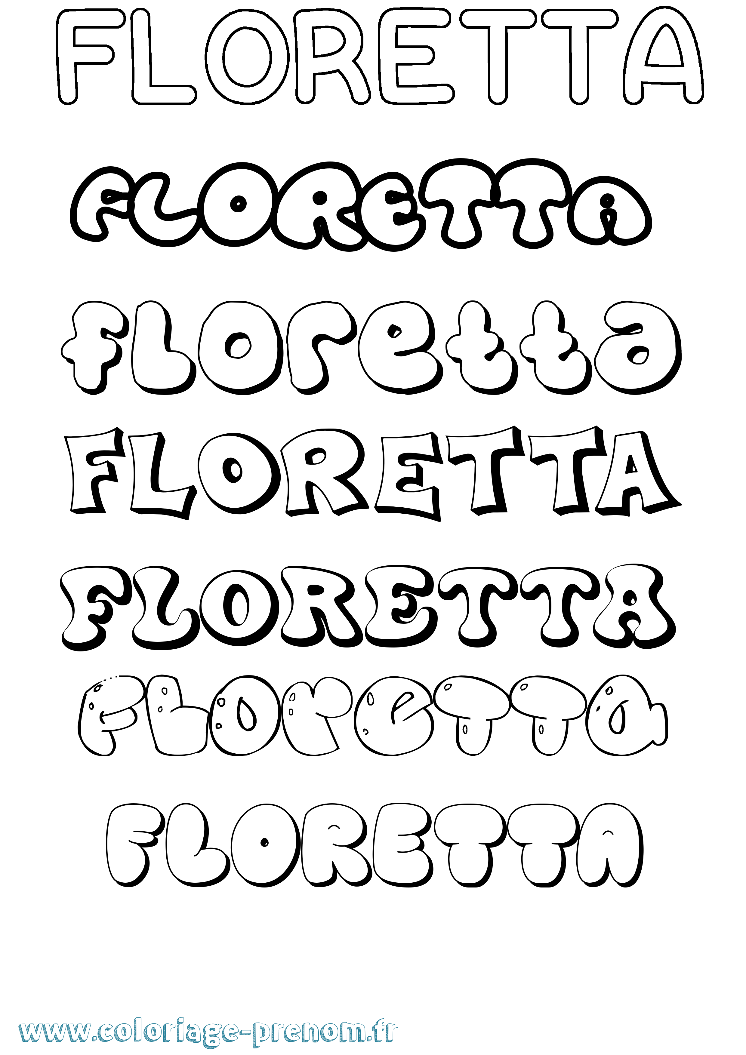 Coloriage Floretta Bubble Coloriage prénom Floretta Bubble