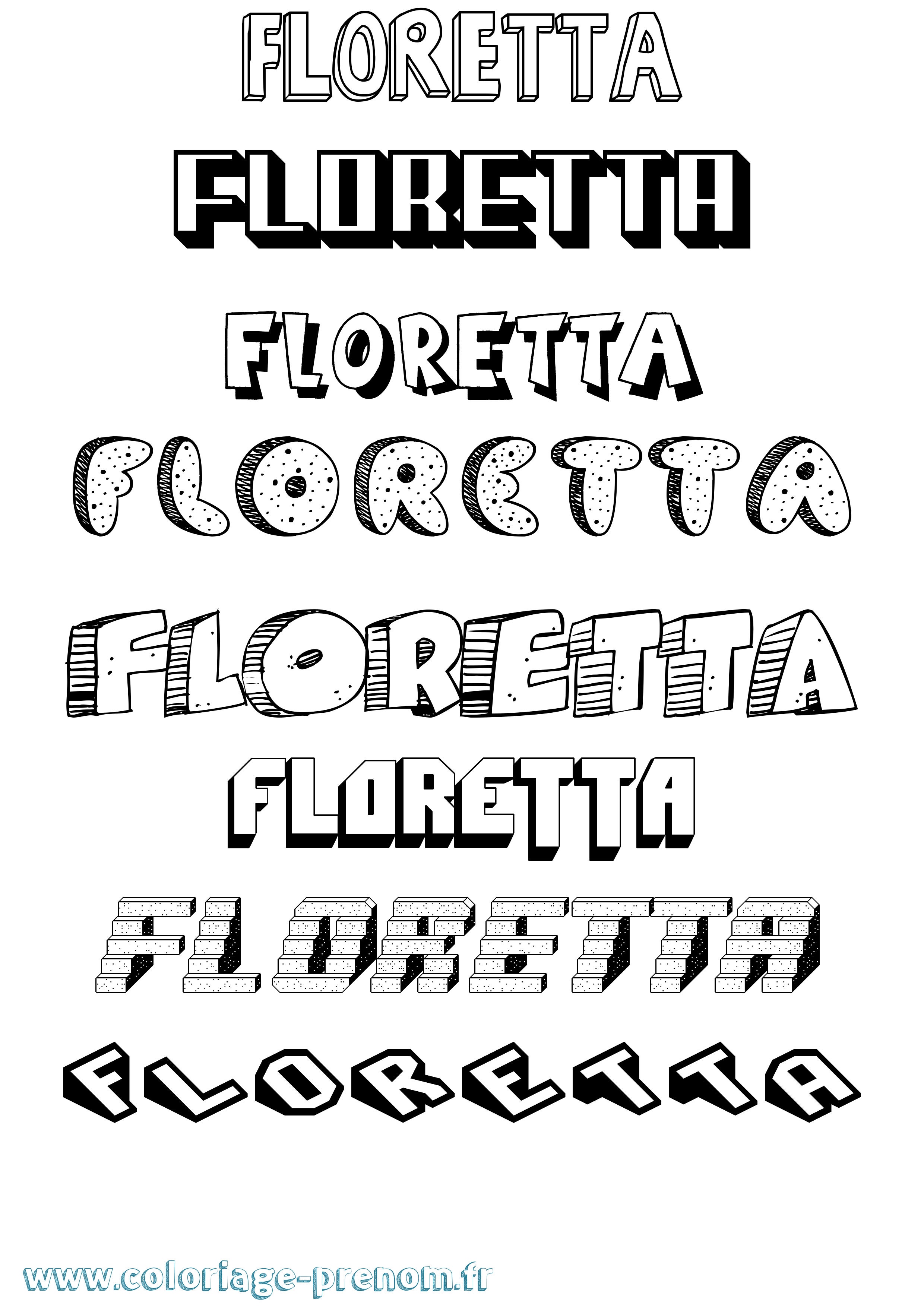 Coloriage Floretta Effet 3D Coloriage prénom Floretta Effet 3D