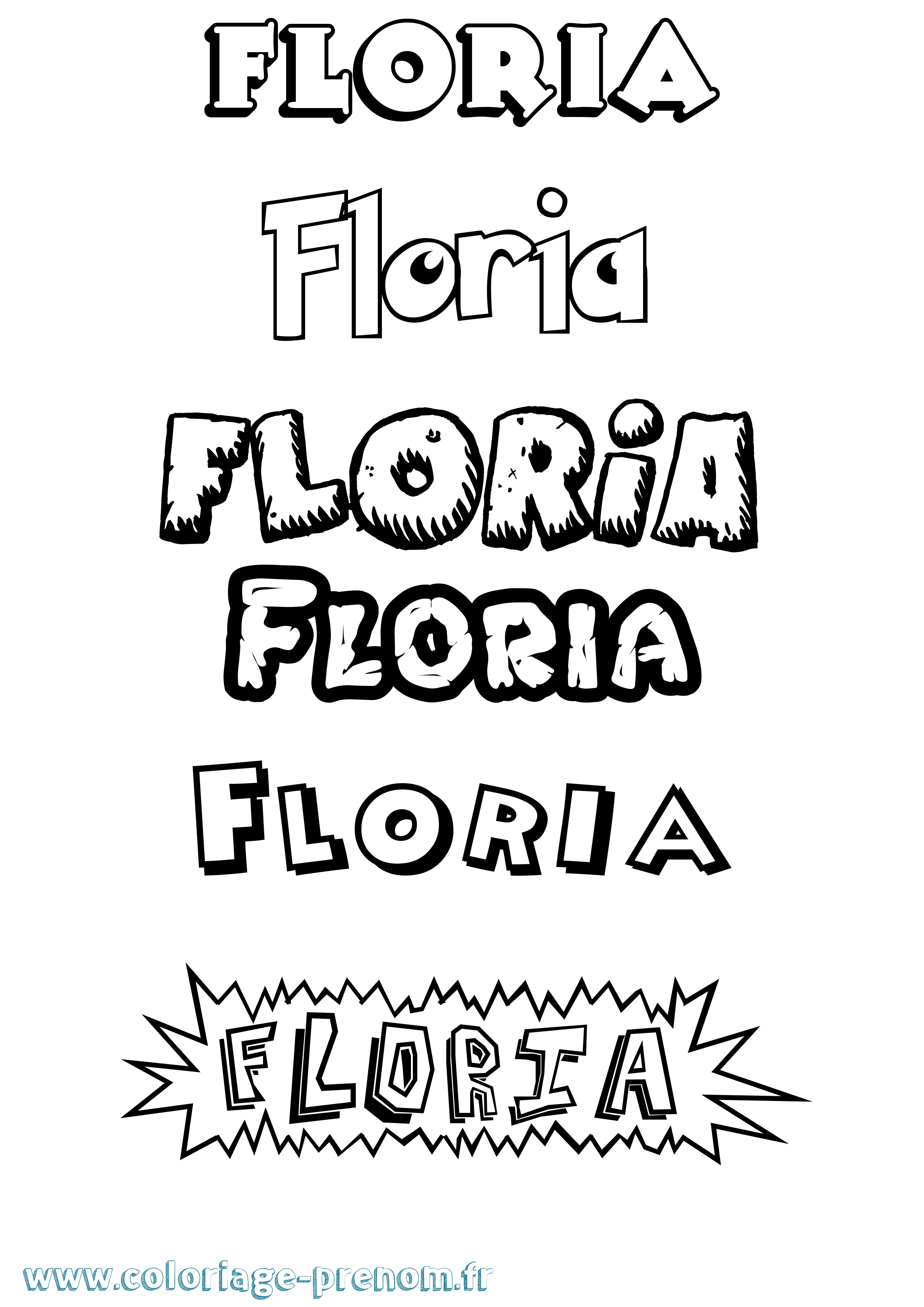 Coloriage Floria Dessin Animé Coloriage prénom Floria Dessin Animé