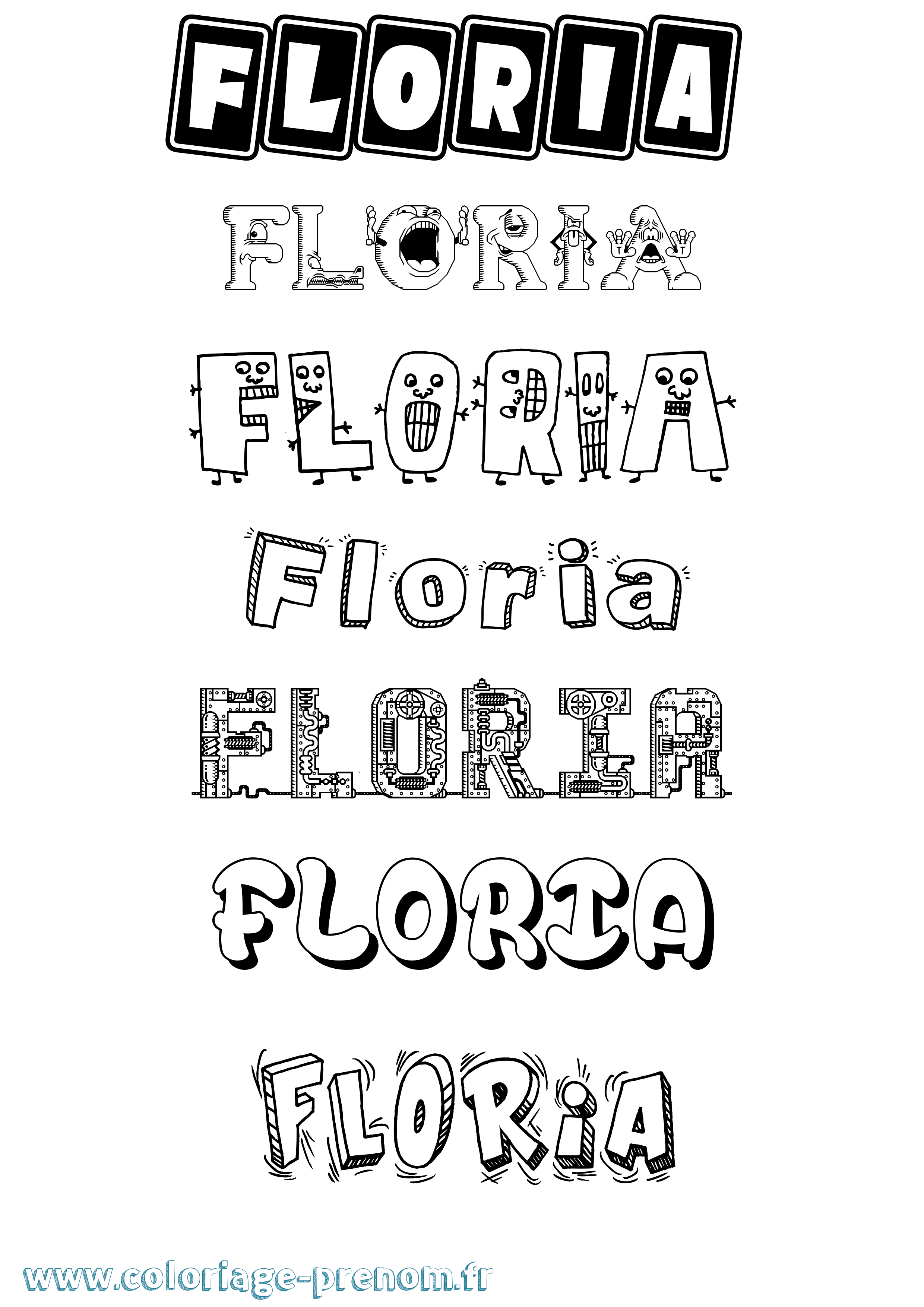 Coloriage Floria Fun Coloriage prénom Floria Fun