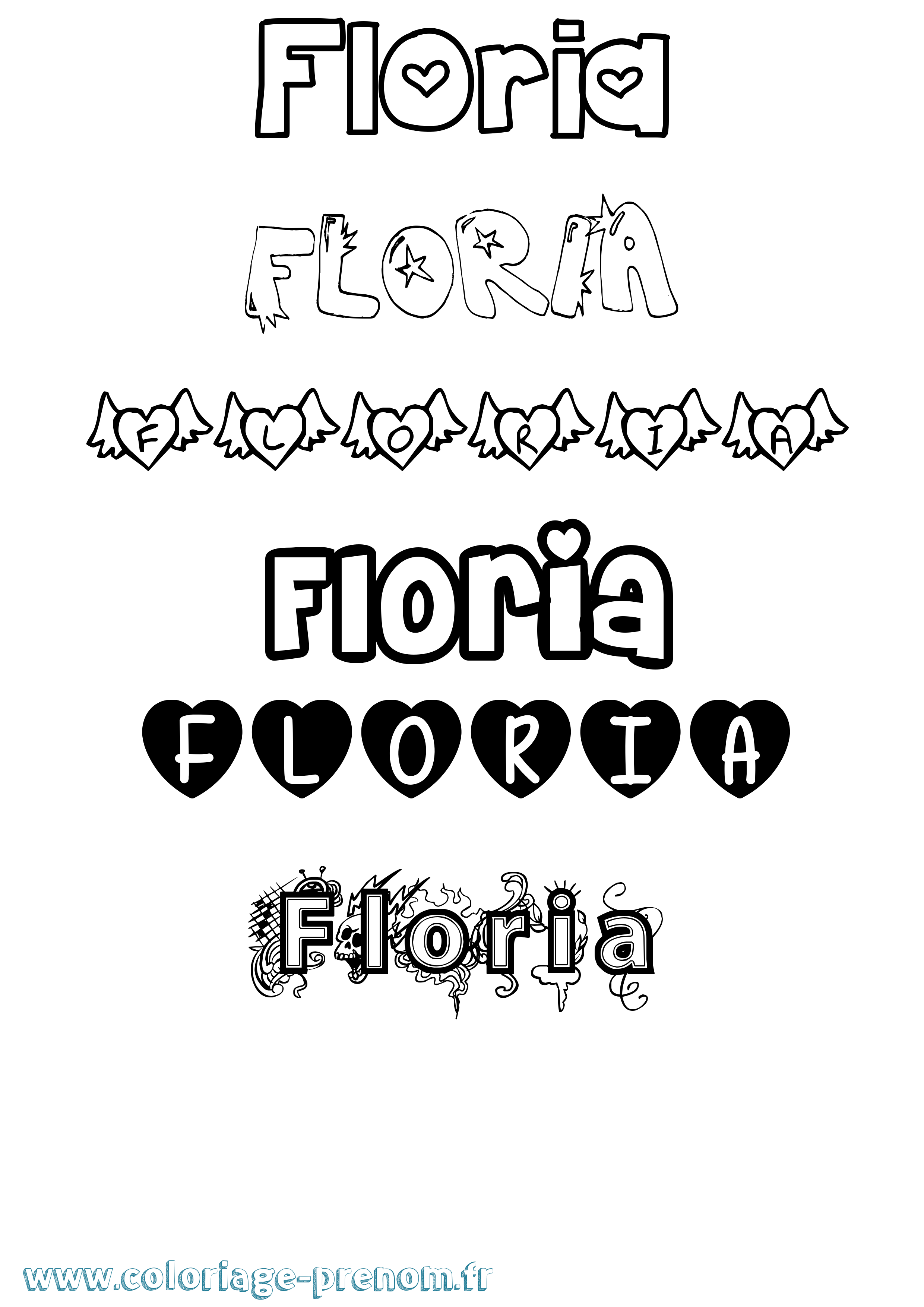 Coloriage Floria Girly Coloriage prénom Floria Girly