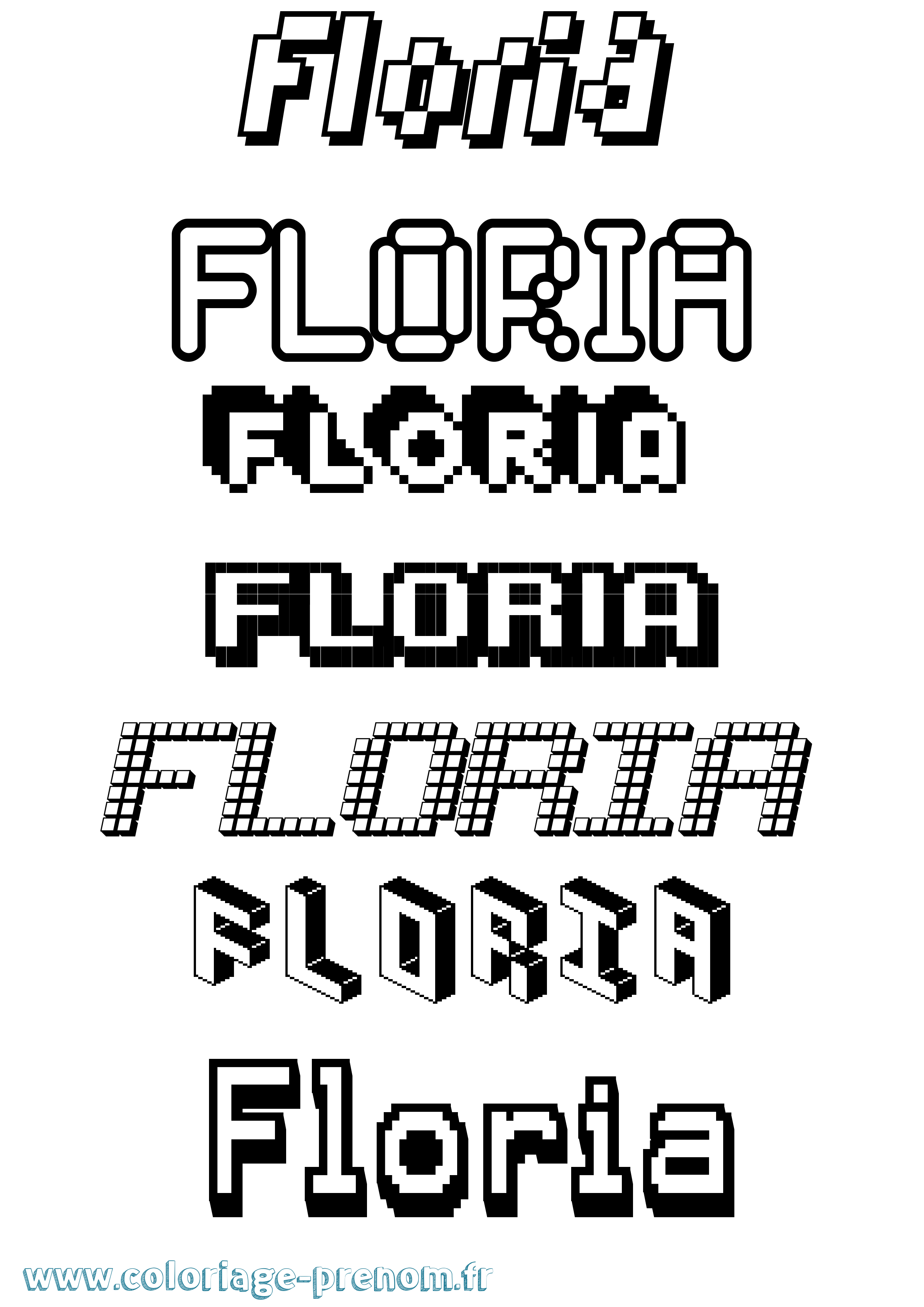 Coloriage Floria Pixel Coloriage prénom Floria Pixel