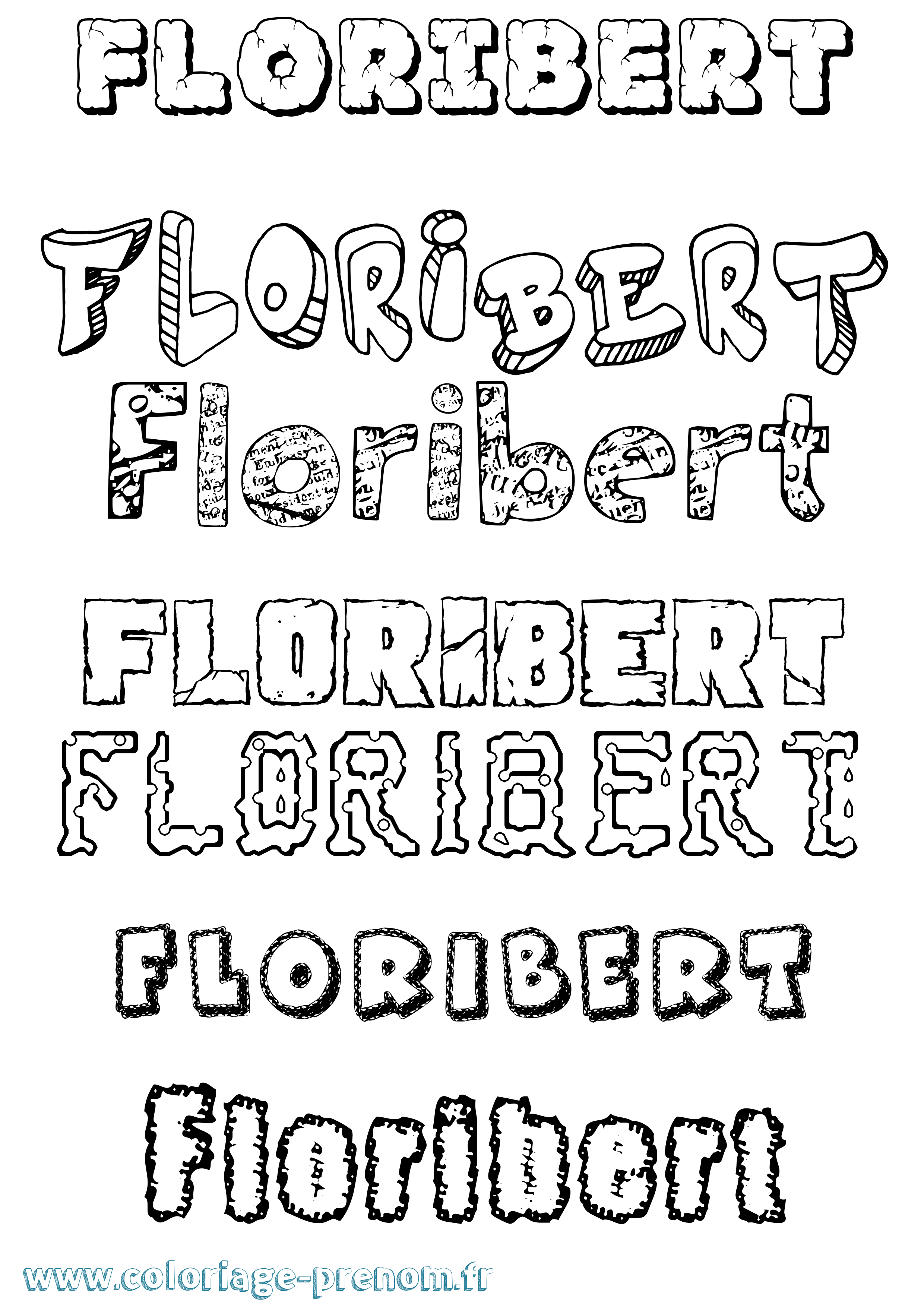 Coloriage Floribert Destructuré Coloriage prénom Floribert Destructuré