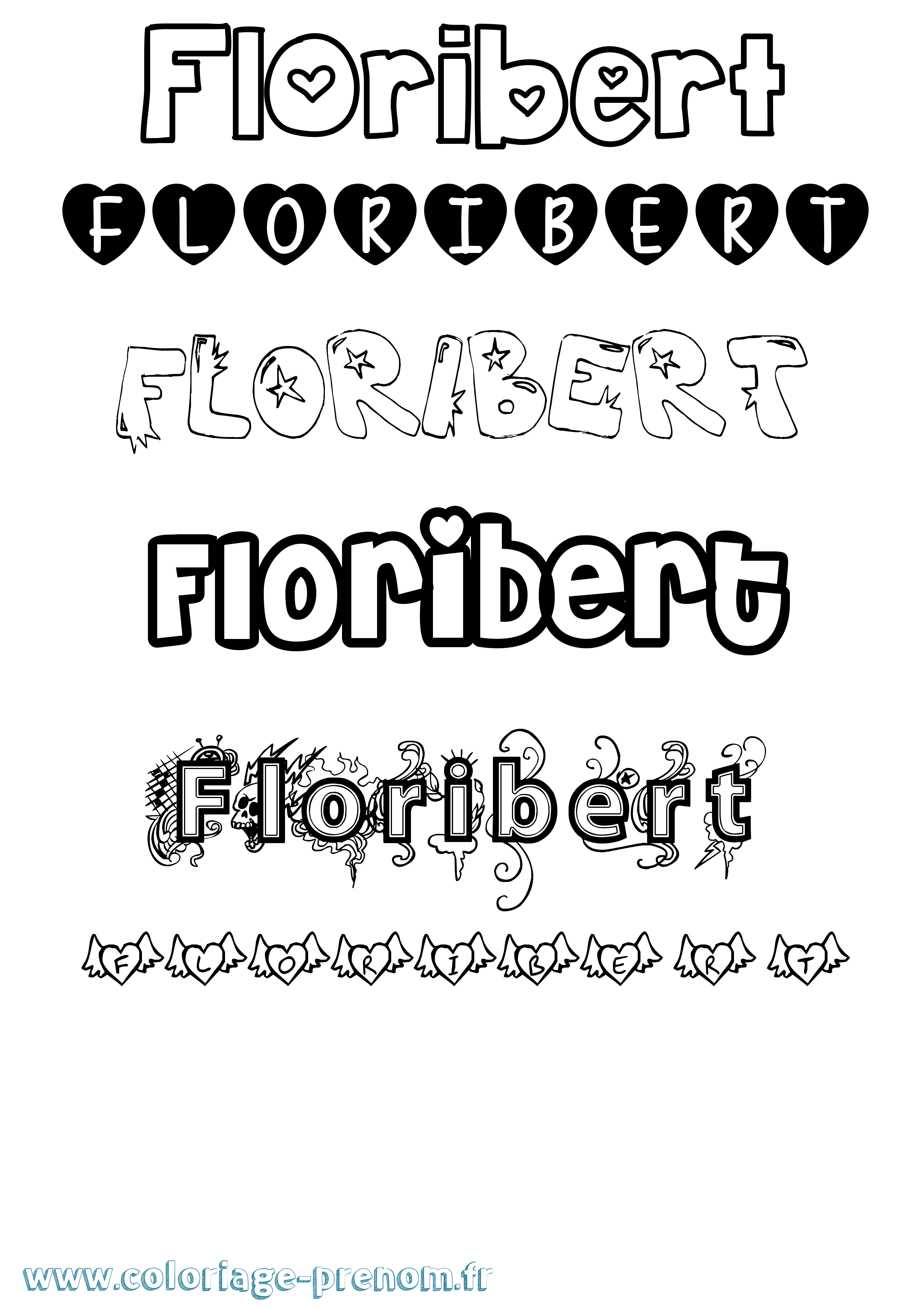 Coloriage Floribert Girly Coloriage prénom Floribert Girly