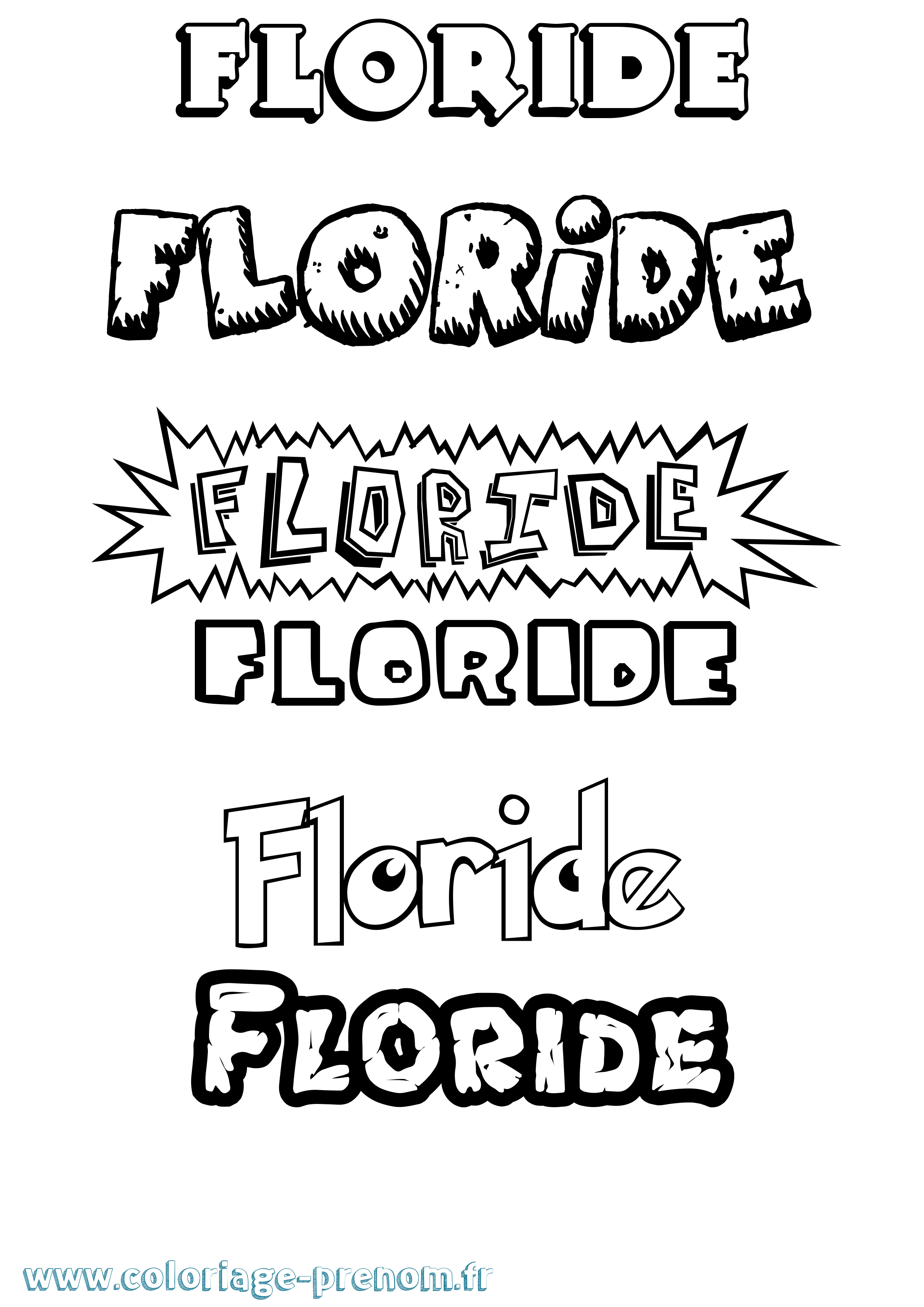 Coloriage Floride Dessin Animé Coloriage prénom Floride Dessin Animé
