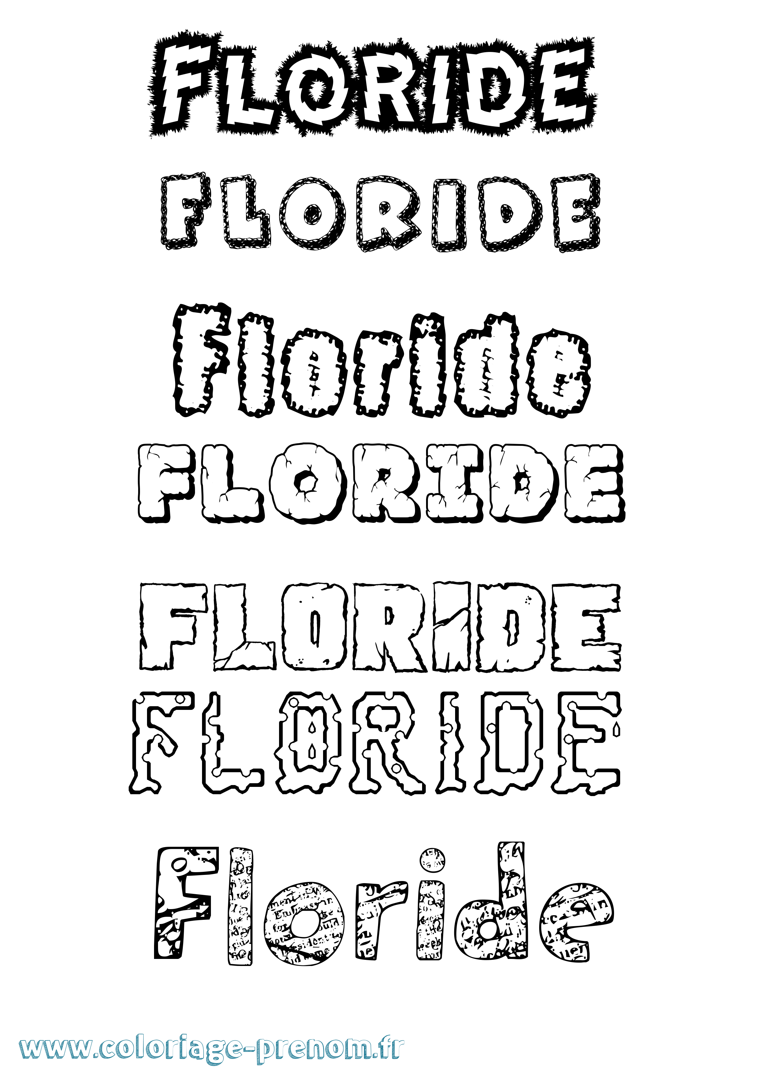 Coloriage Floride Destructuré Coloriage prénom Floride Destructuré