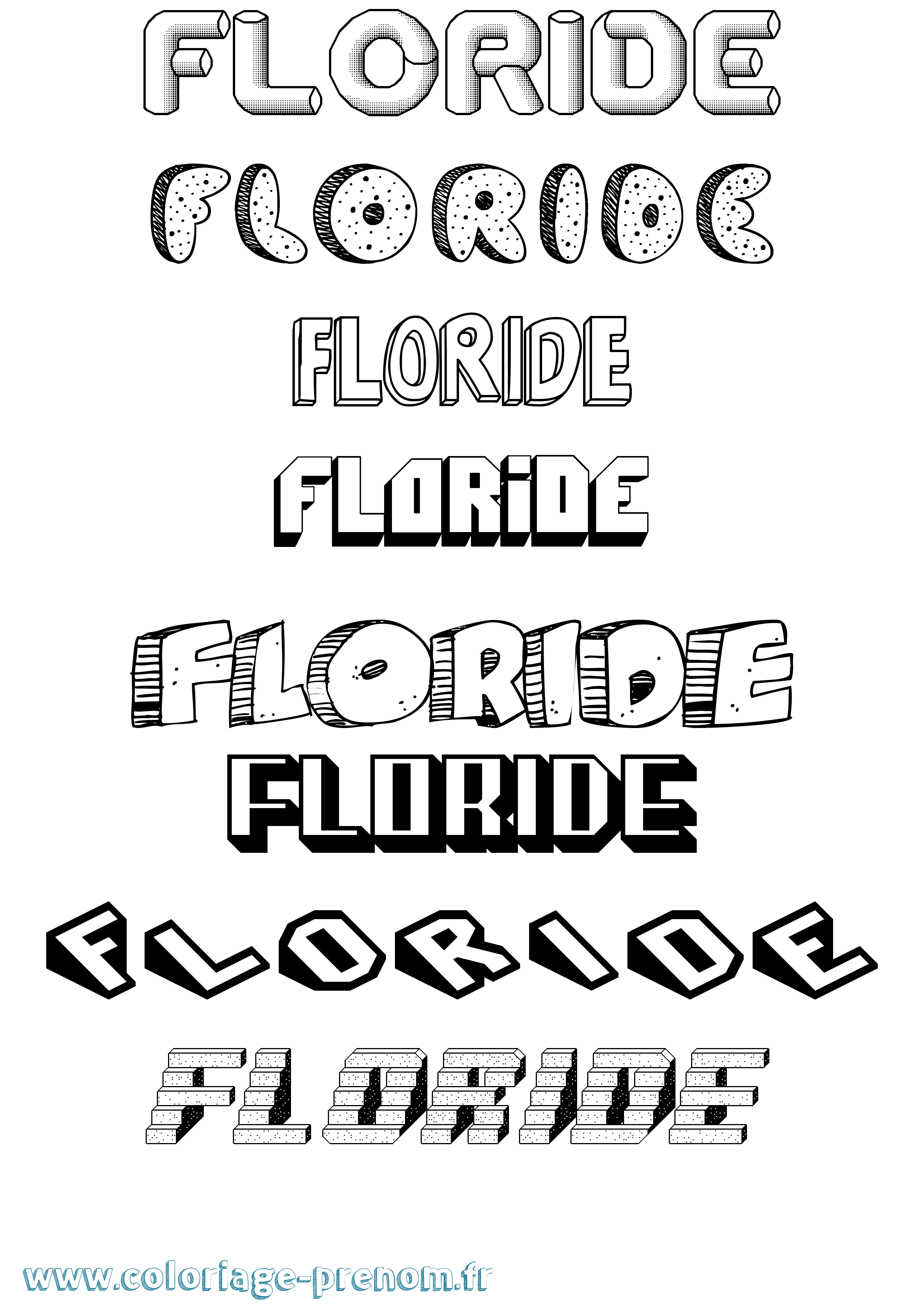 Coloriage Floride Effet 3D Coloriage prénom Floride Effet 3D