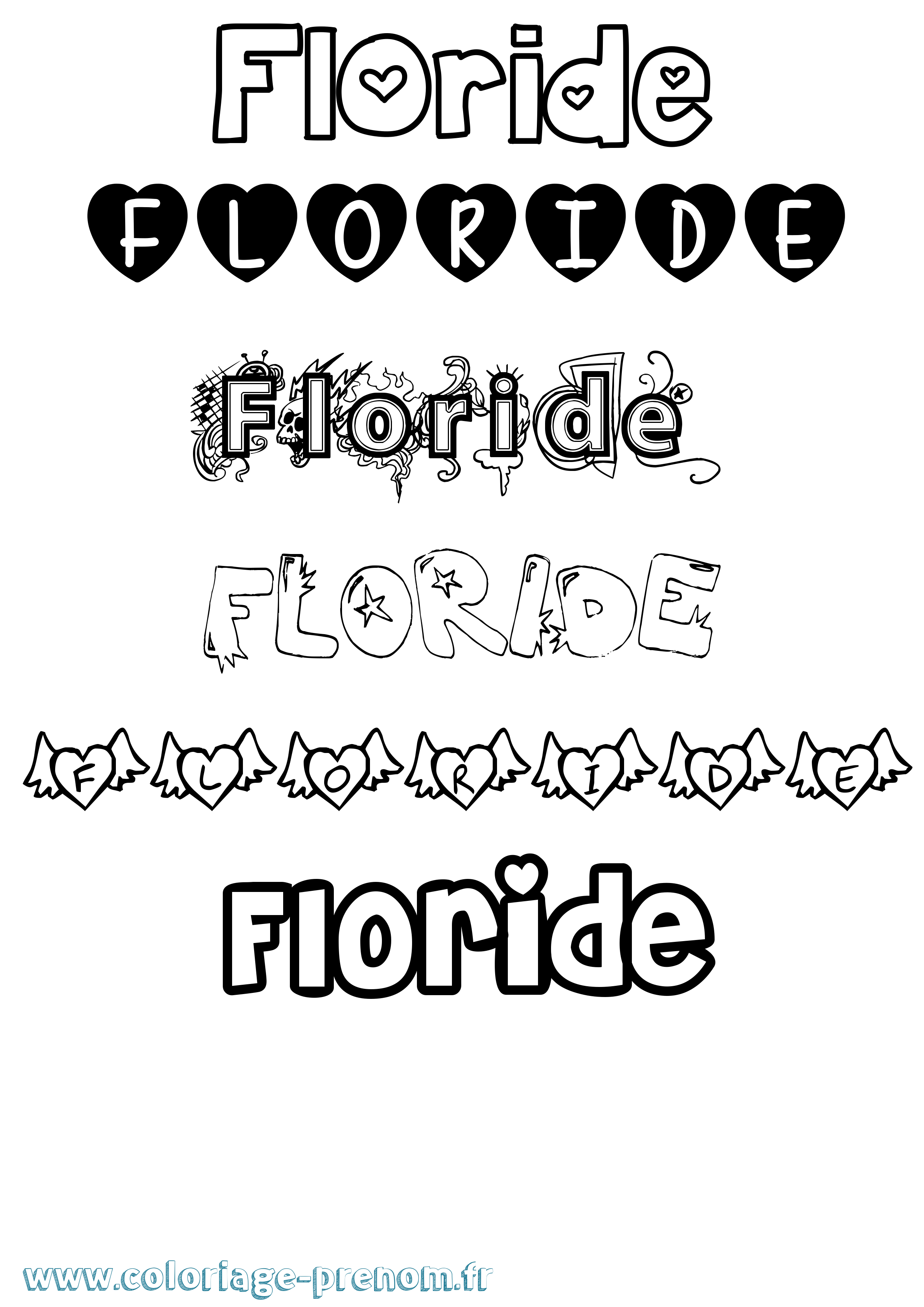 Coloriage Floride Girly Coloriage prénom Floride Girly