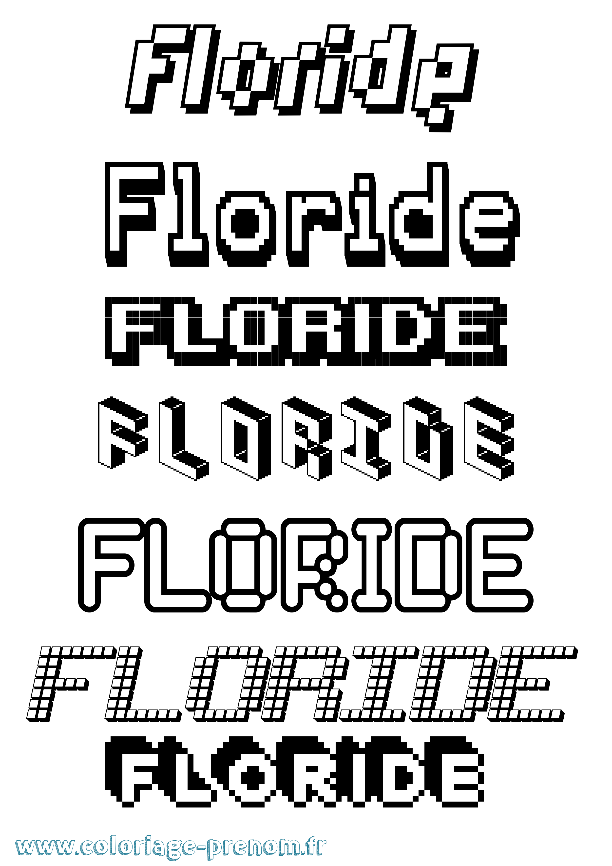 Coloriage Floride Pixel Coloriage prénom Floride Pixel